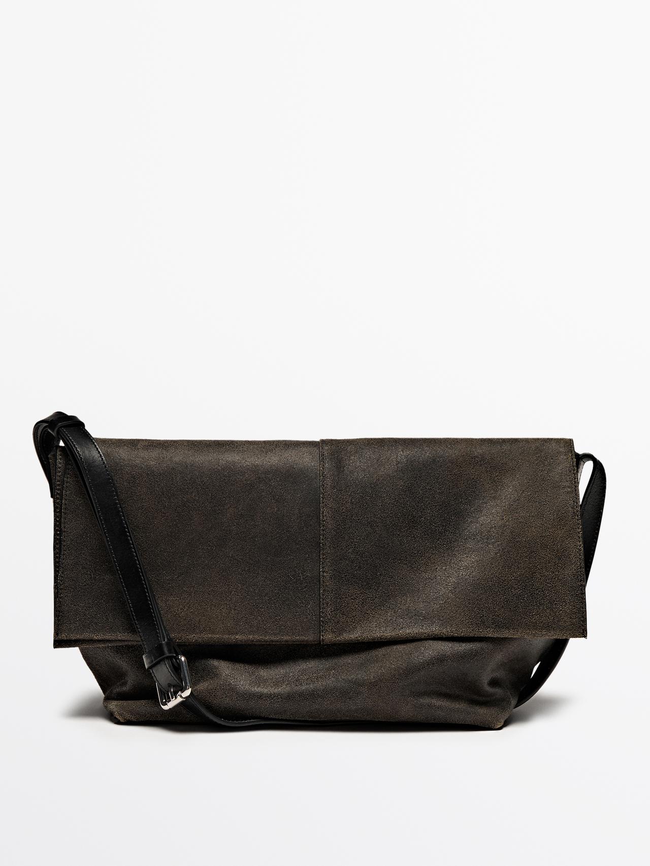 Bolso Flap Desgastado Piel Napa - Negro - 01 - Massimo Dutti - Mujer