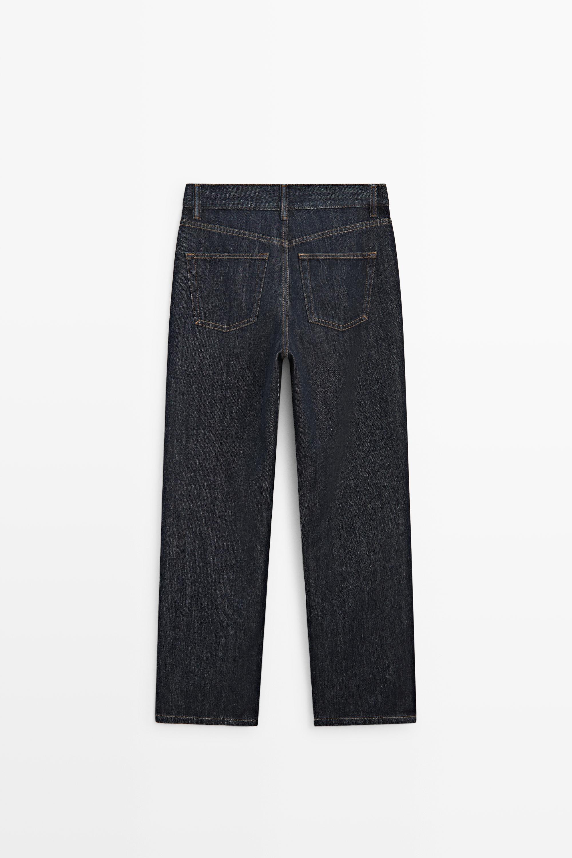 High-waist straight-leg jeans — DARK BLUE