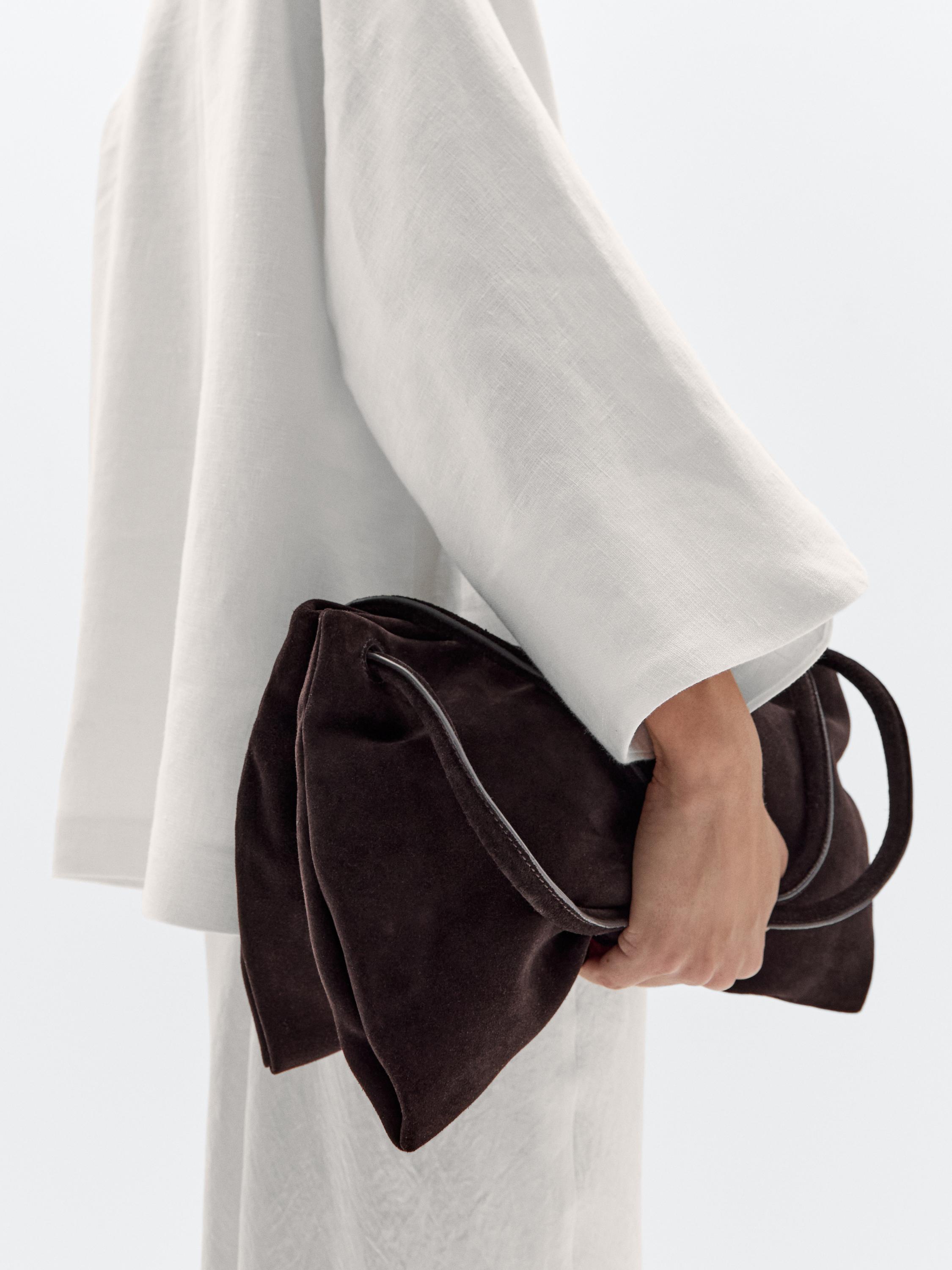 Leather and split leather medium bag with compartments · Brown · Leather Outerwear Massimo Dutti