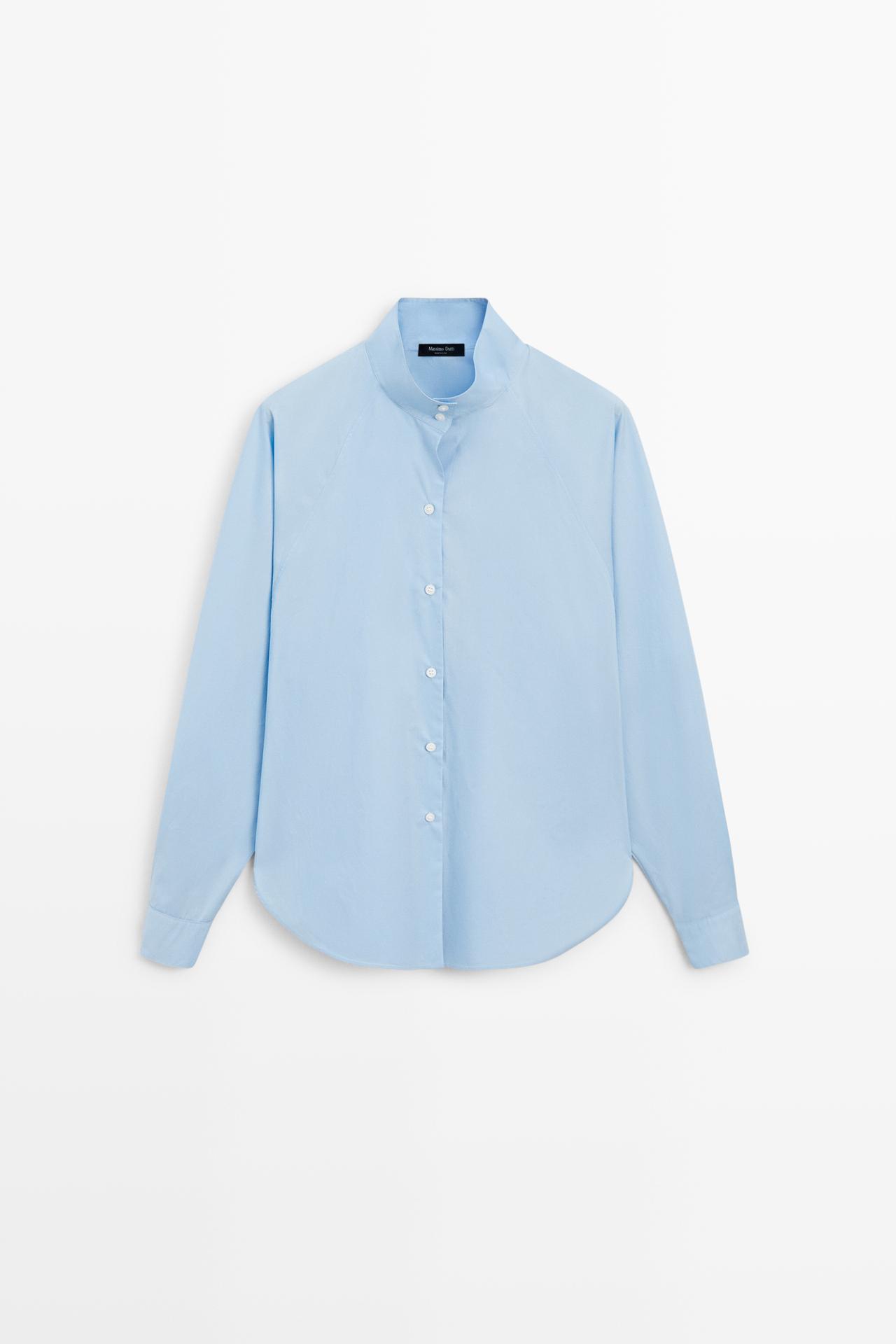 Poplin shirt with collar detail — SKY BLUE