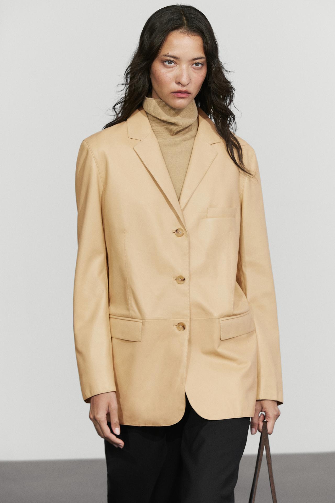 Nappa leather blazer — Vanilla