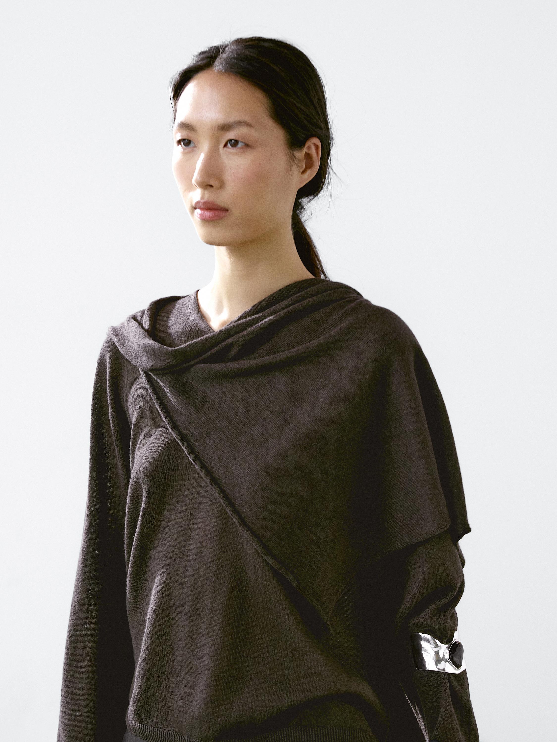 Linen blend sweater with scarf detail