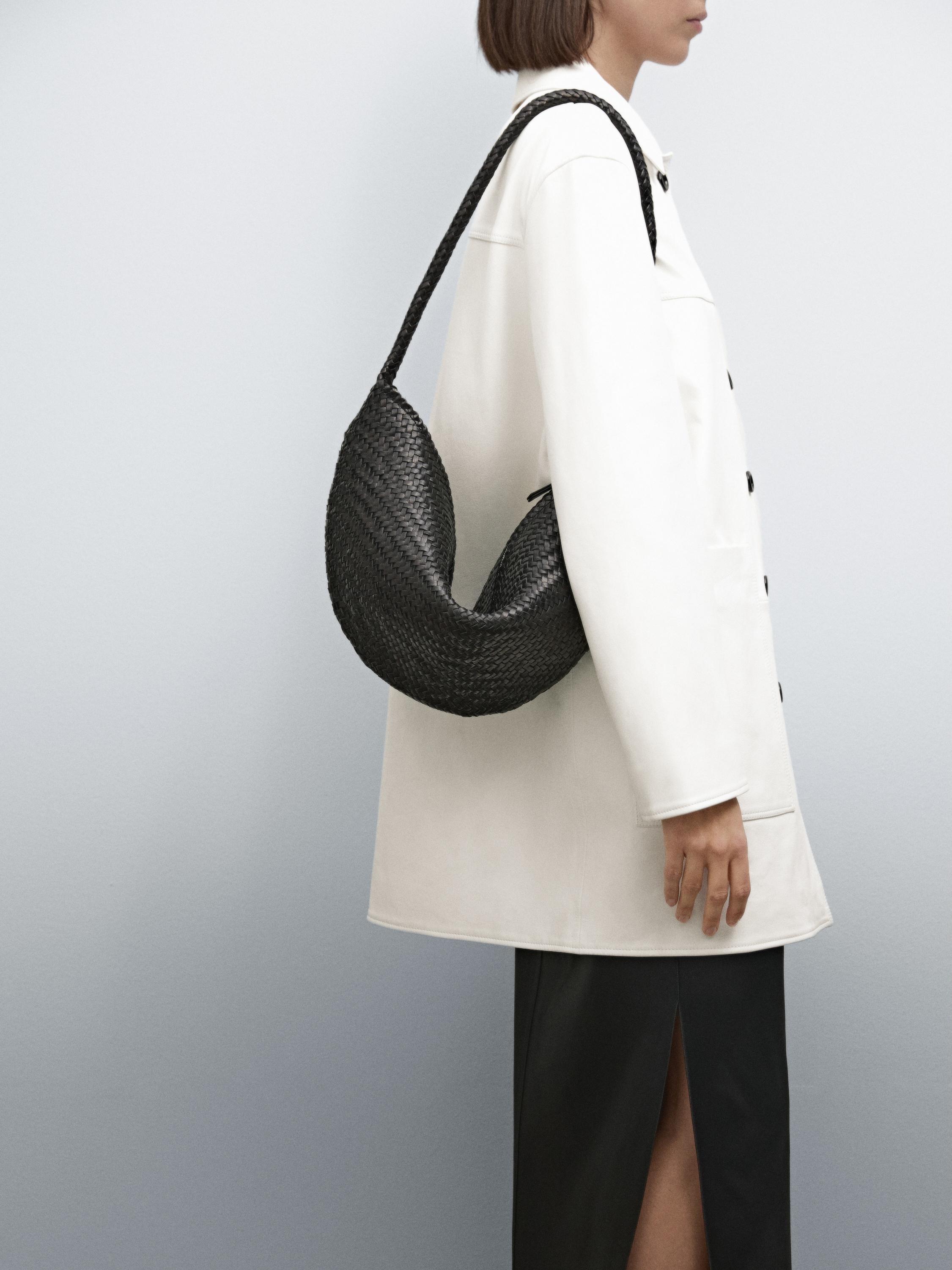 Braided nappa leather crossbody bag · Black · Accessories