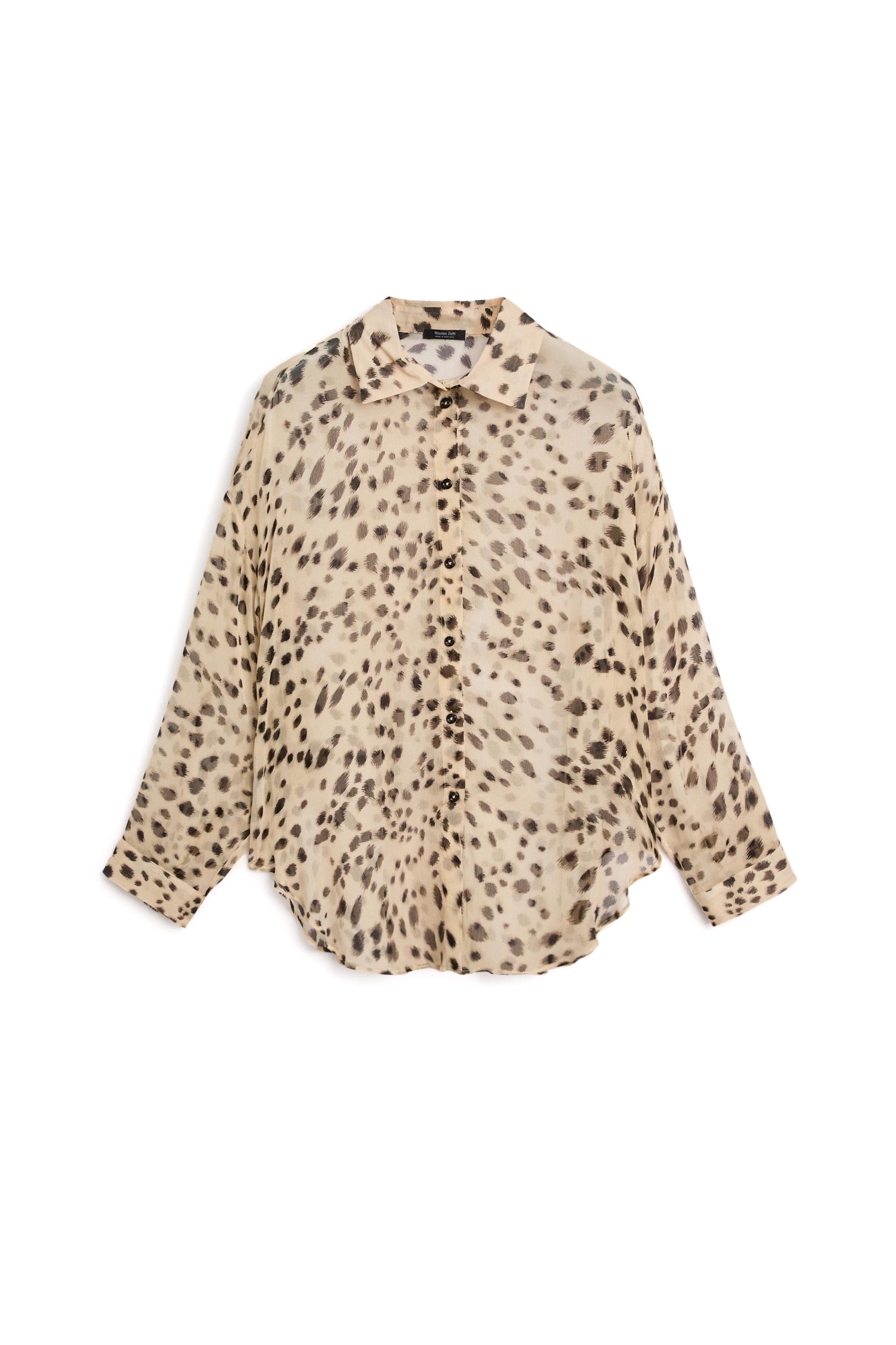 Animal print flowing shirt — SAND BROWN