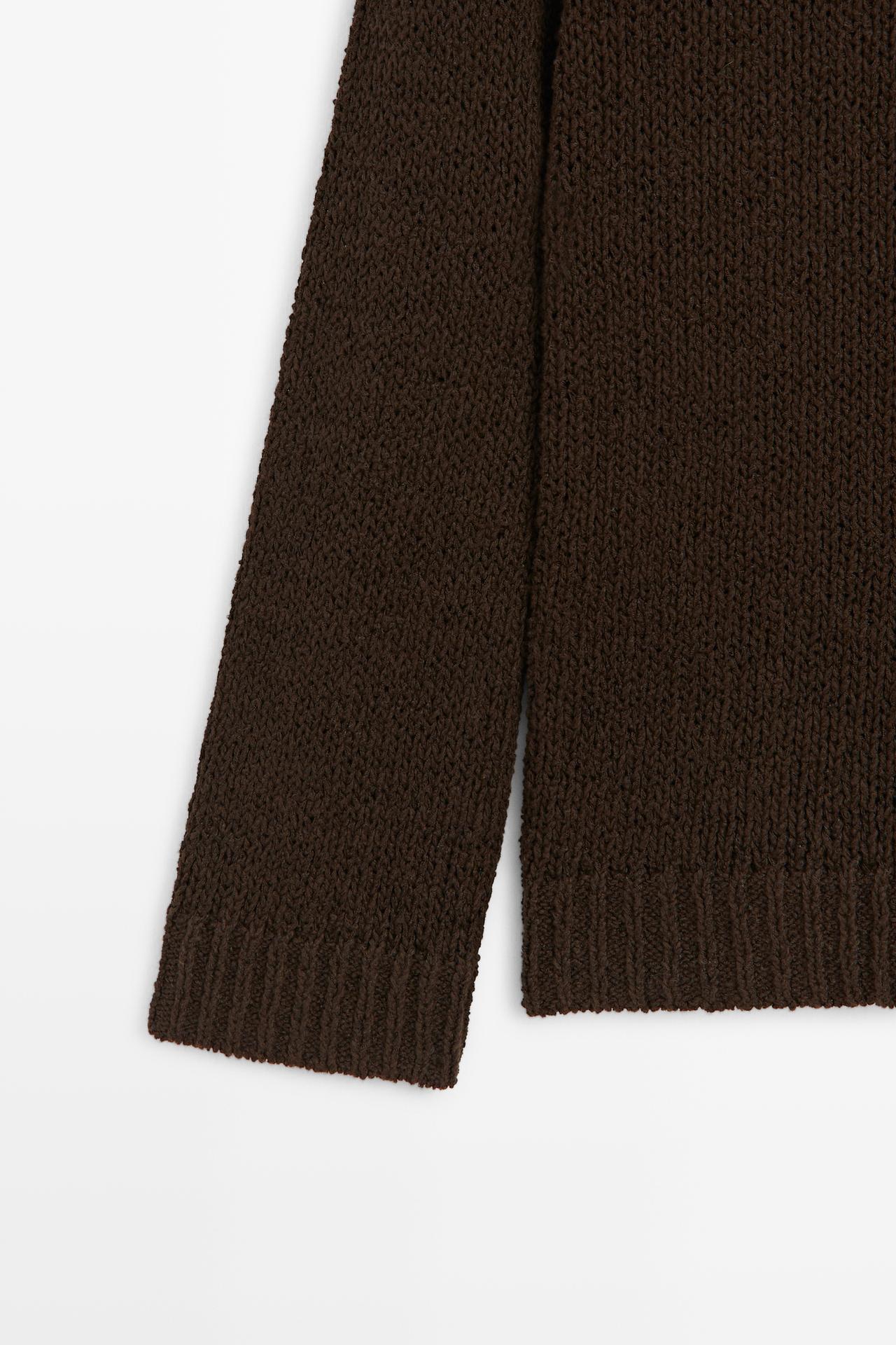 Cotton-blend boat-neck knit sweater — BROWN