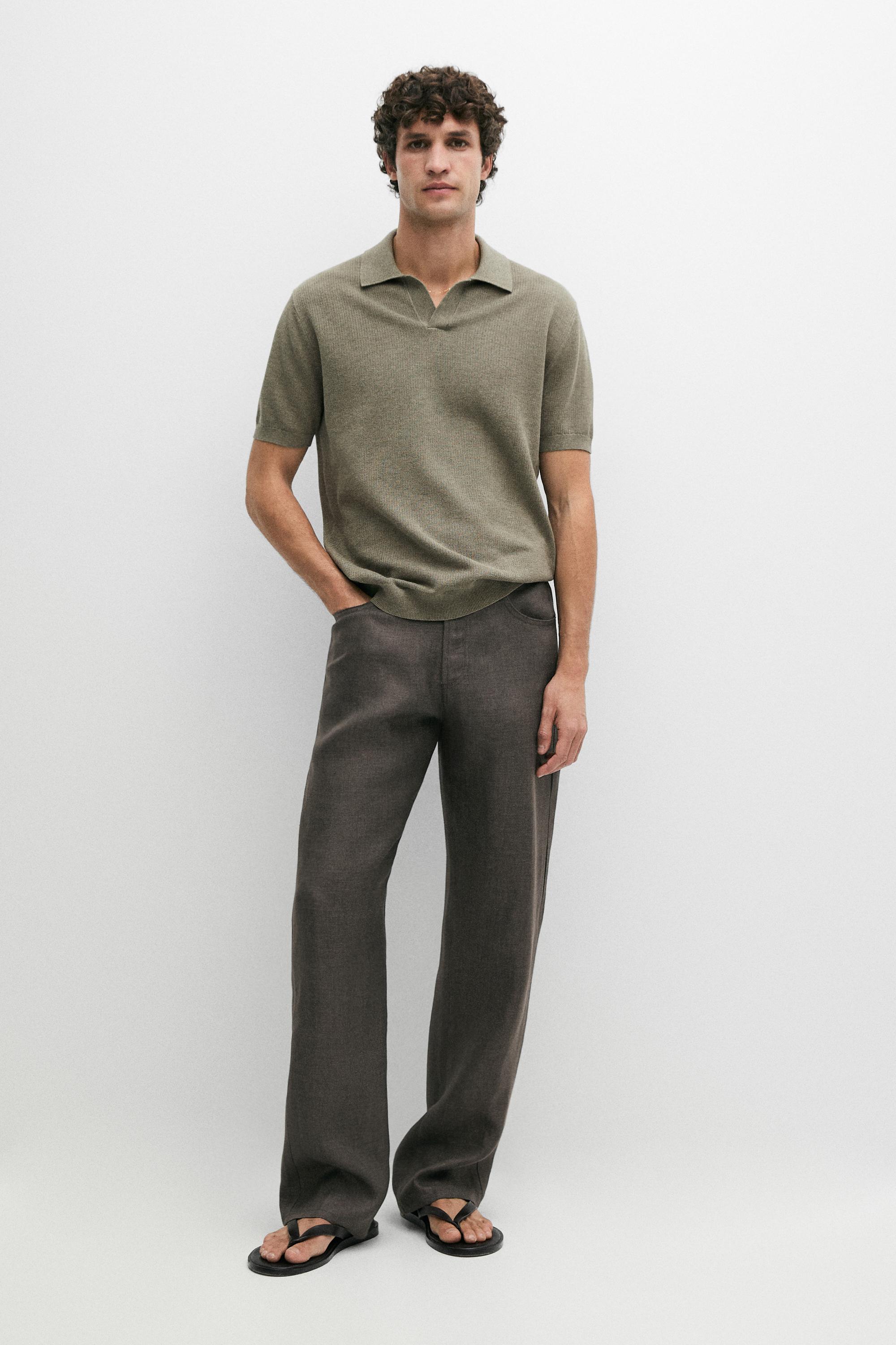 100% cotton knit polo sweater — GREEN