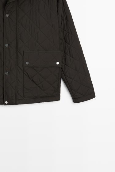 Quilted jacket with corduroy collar — BROWN MARL 7