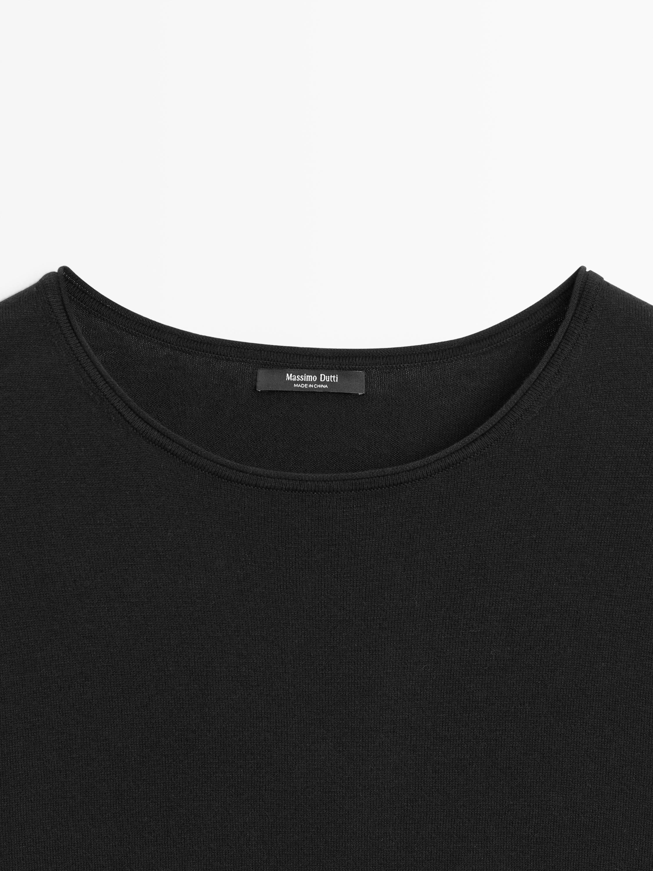 Sweater with contrast lace detail — BLACK