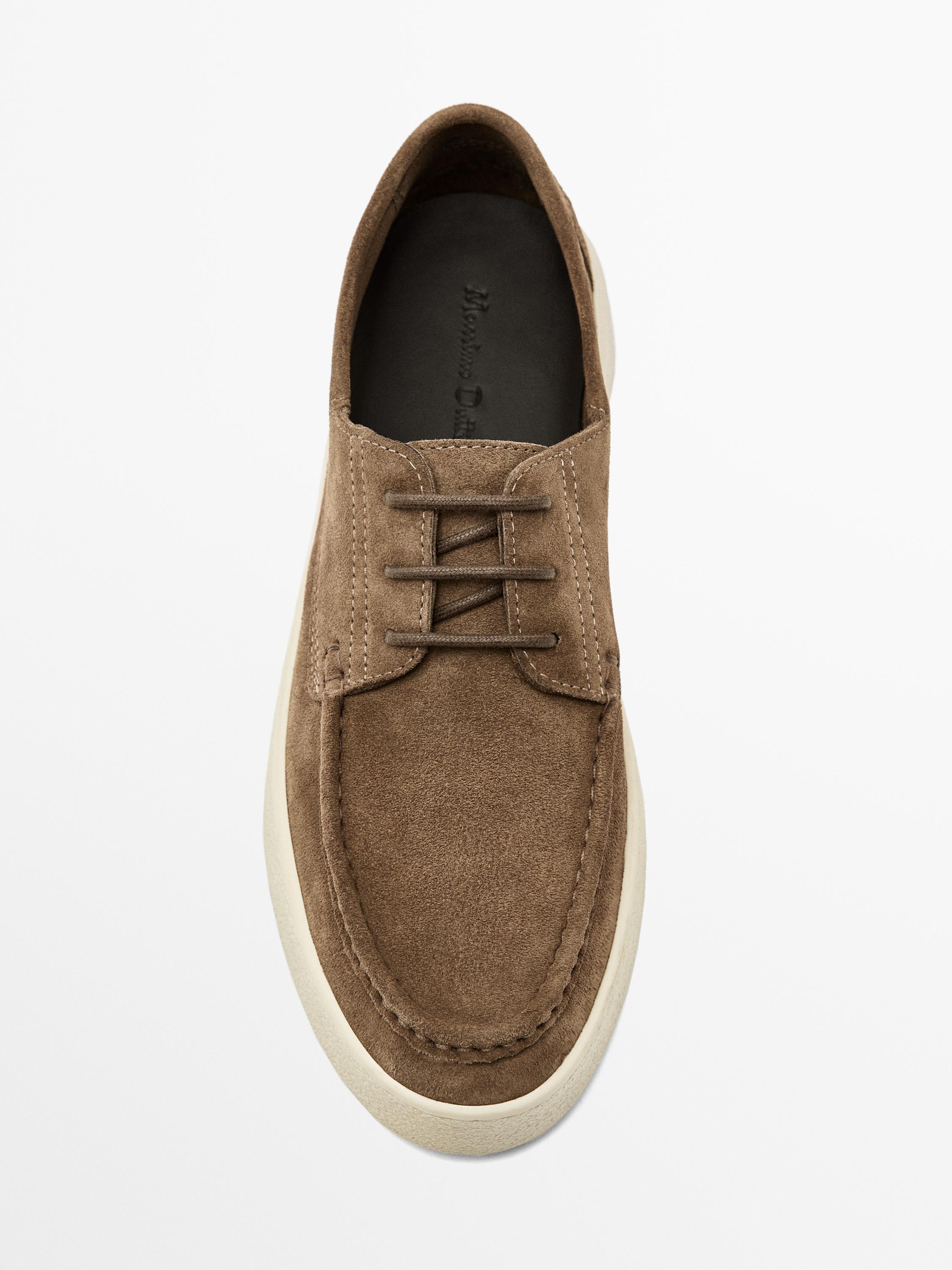 Soft split leather deck shoes