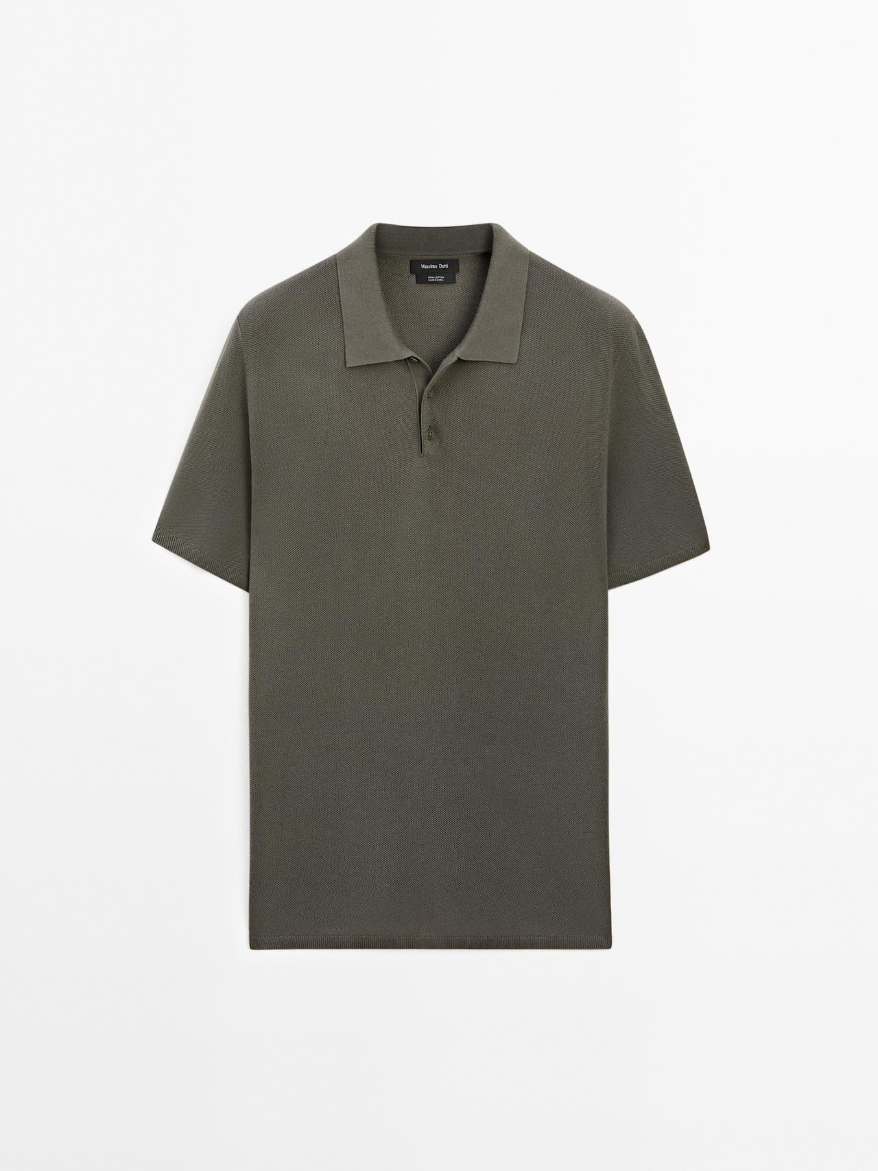 Massimo Dutti - Herre - Poloshirt I Strukturstrik Af 100 % Bomuld - Grøn - M