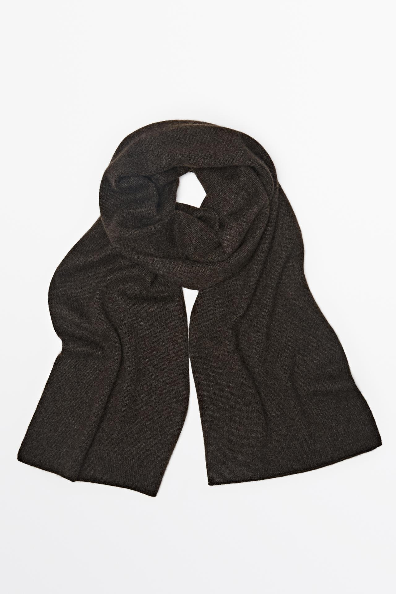 100% cashmere fine-knit scarf — BROWN