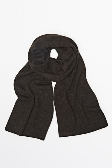 100% cashmere fine-knit scarf — BROWN 2