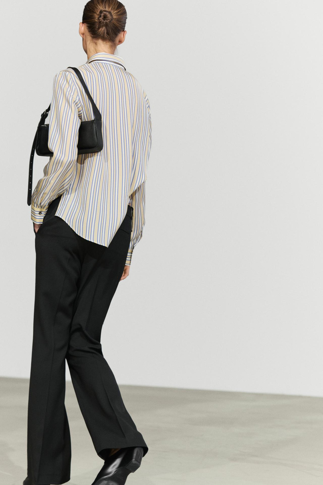 Flowy striped-detail shirt — Yellow