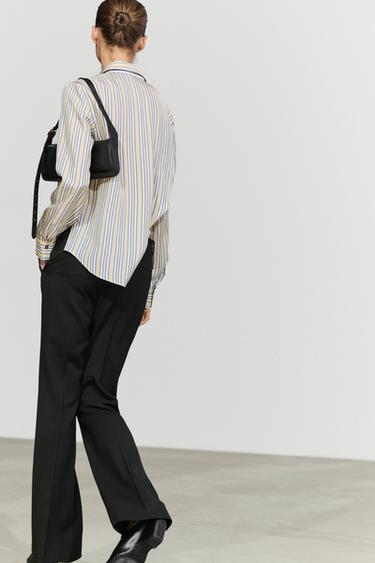 Flowy striped-detail shirt — Yellow 5