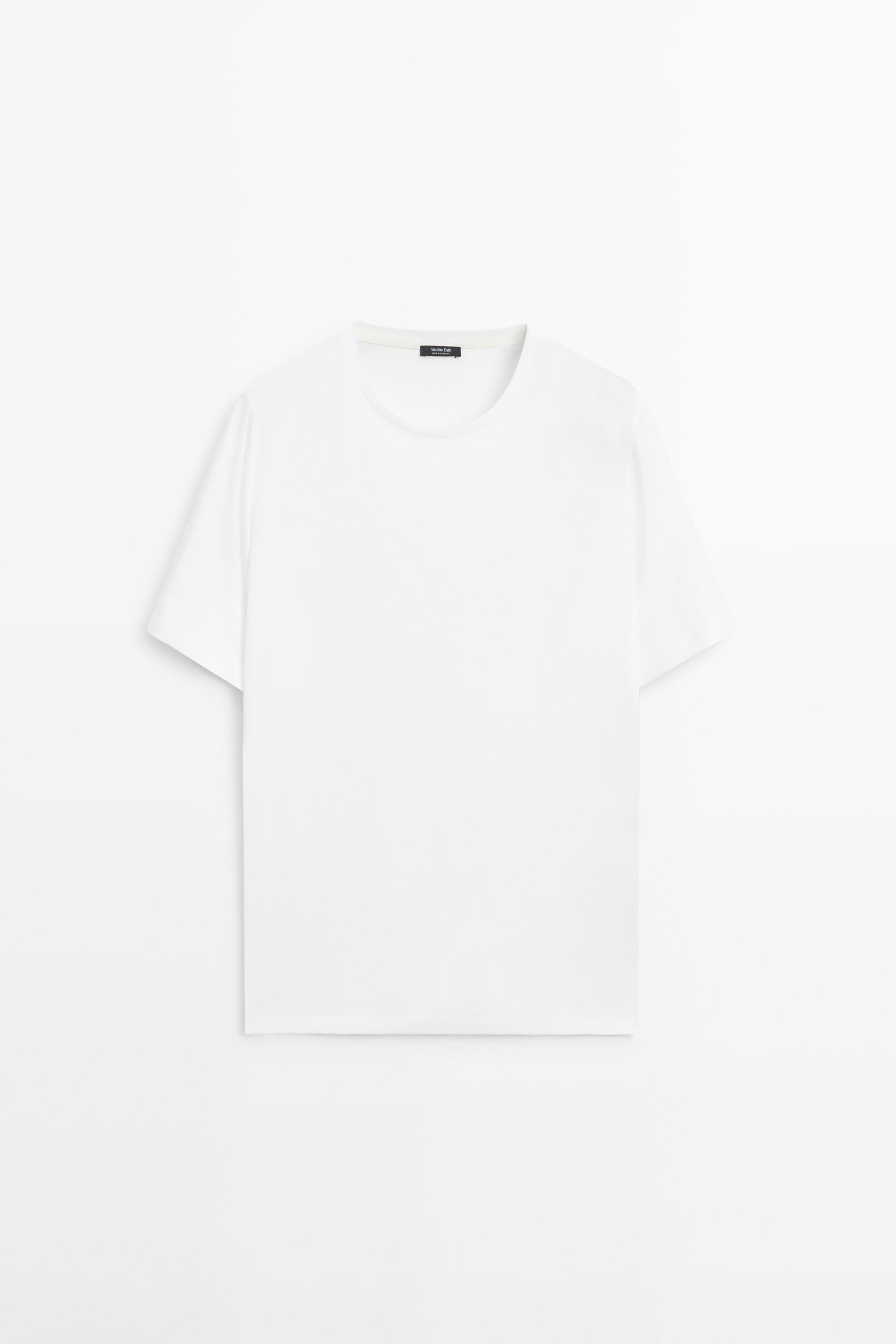 Short sleeve linen and cotton T-shirt — Off white
