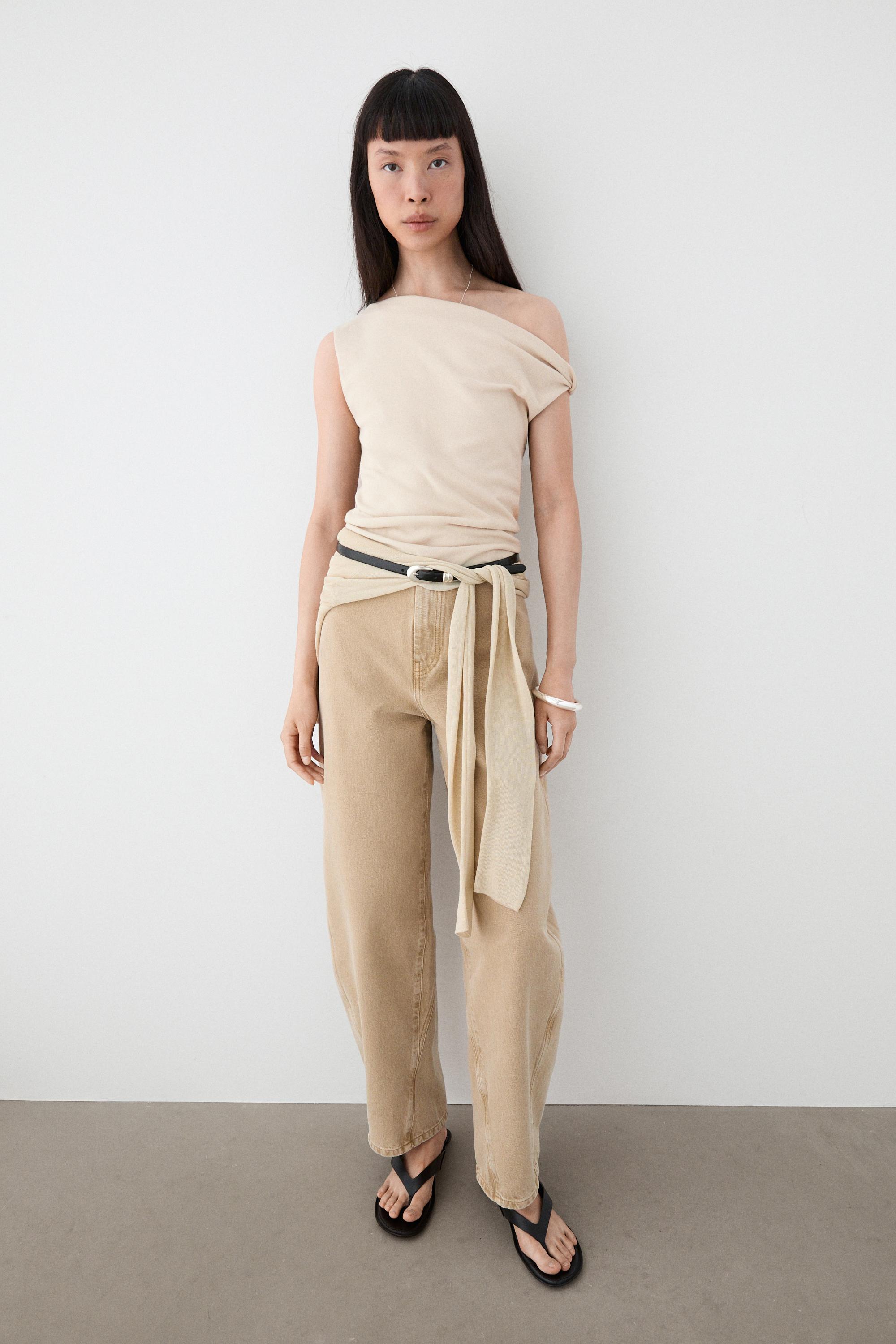 Asymmetric drop sleeve top — SAND