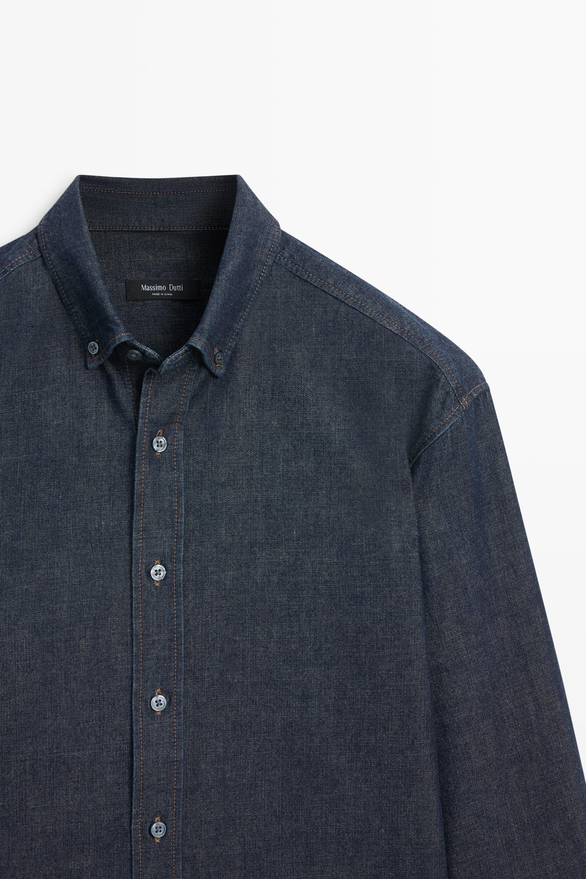 100% Cotton Regular Fit Denim Shirt — BLUE