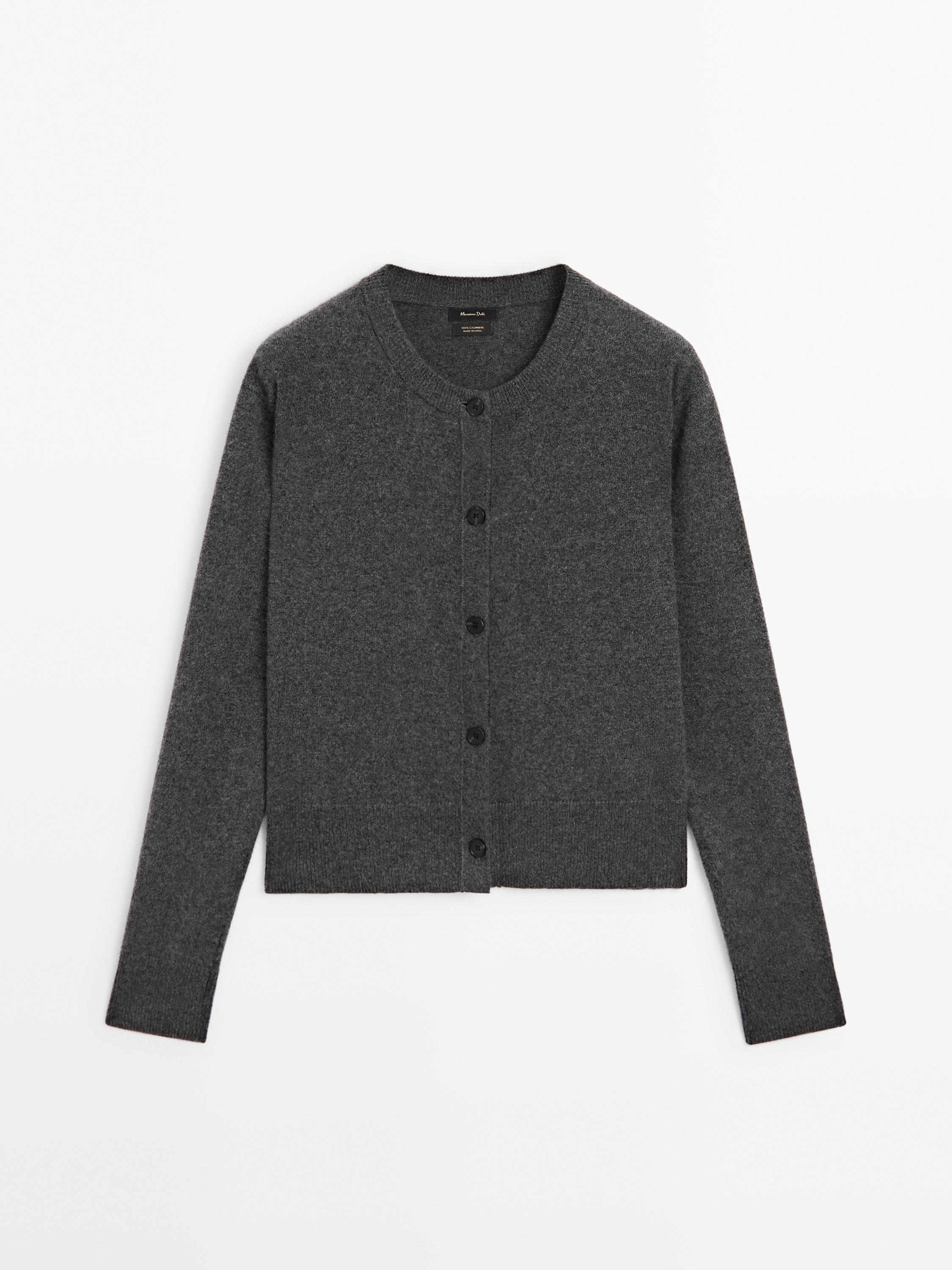 100% cashmere crew neck cardigan