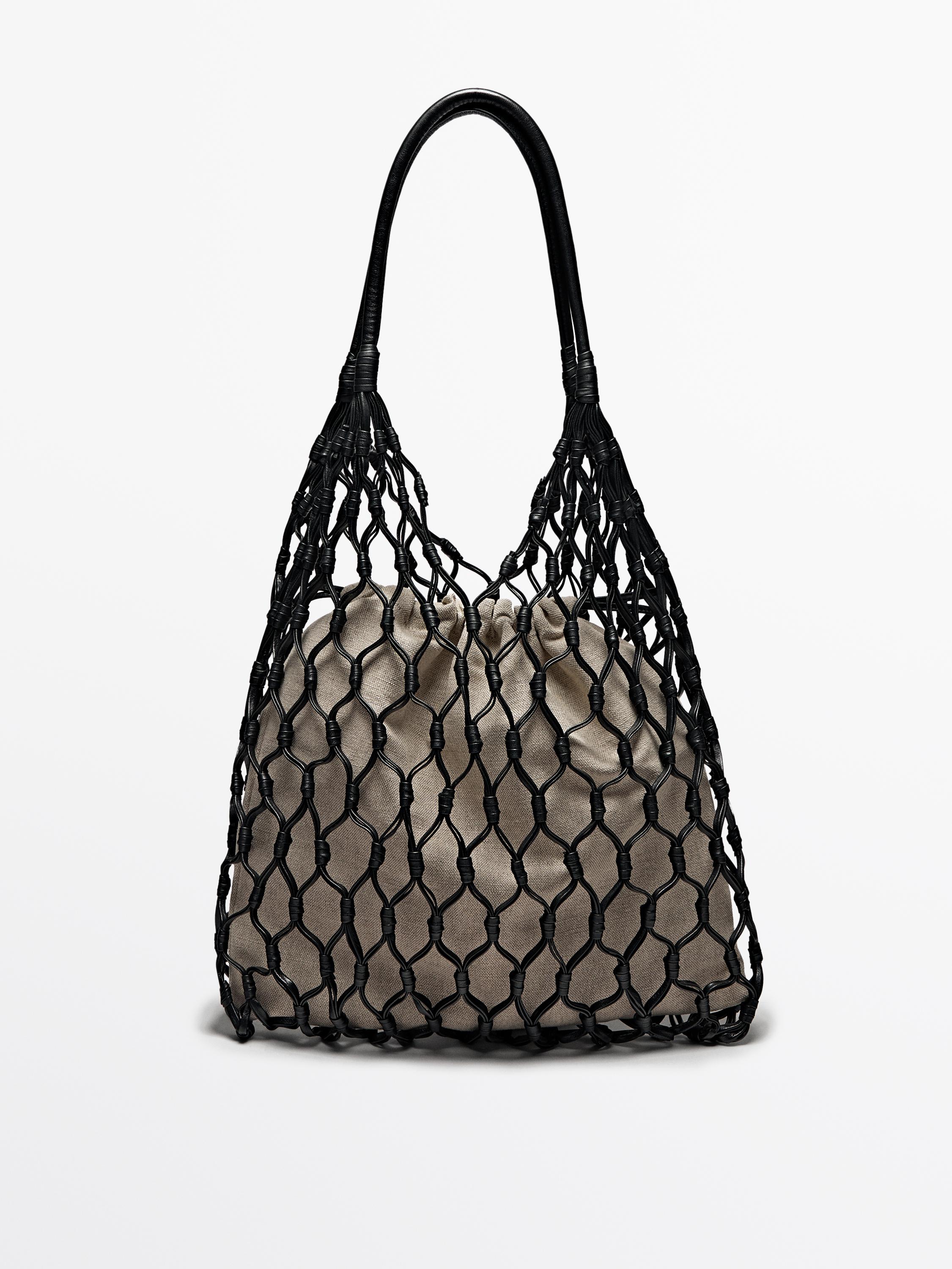 Leather mesh bag