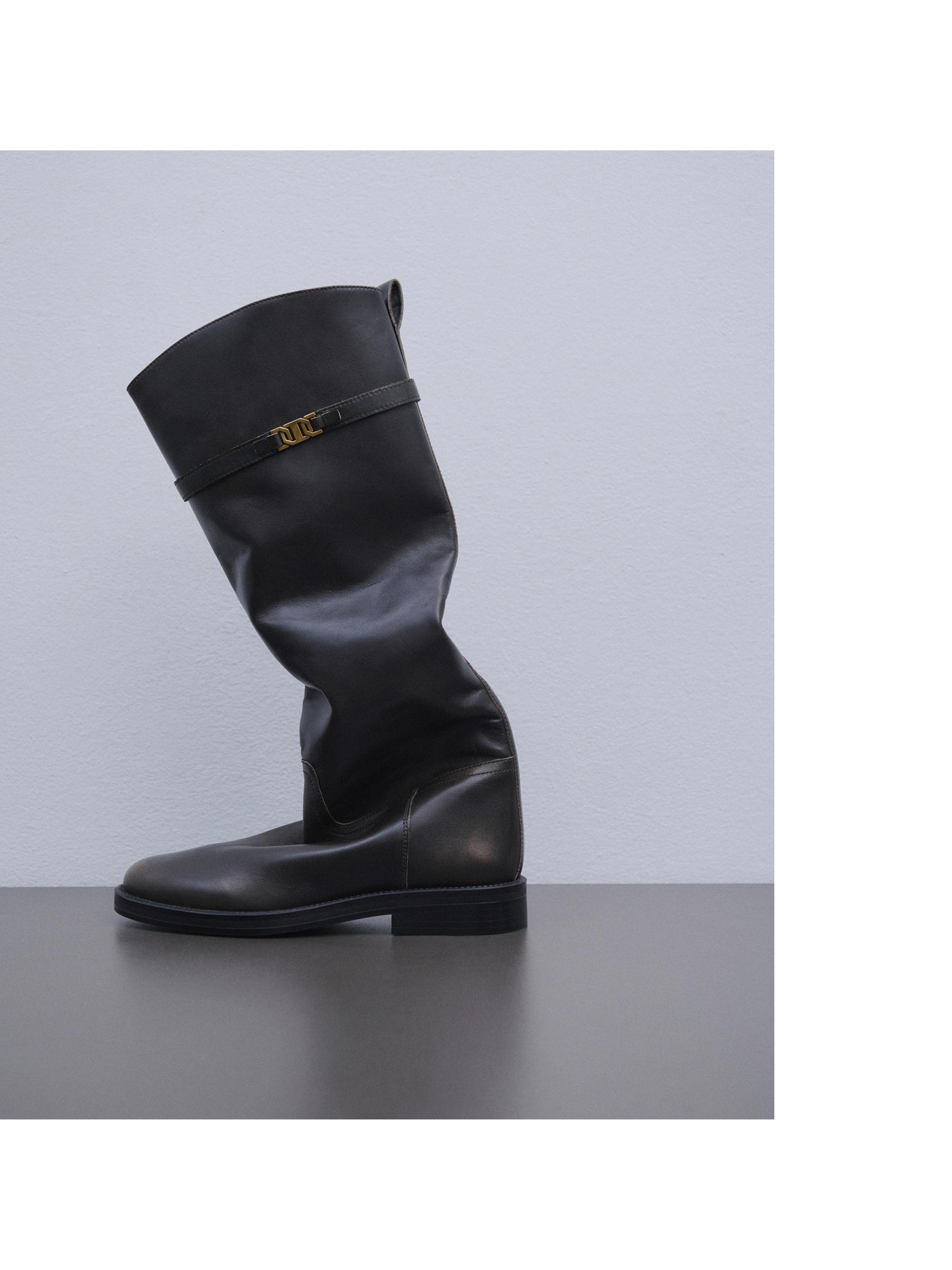 Leather riding boots — BLACK