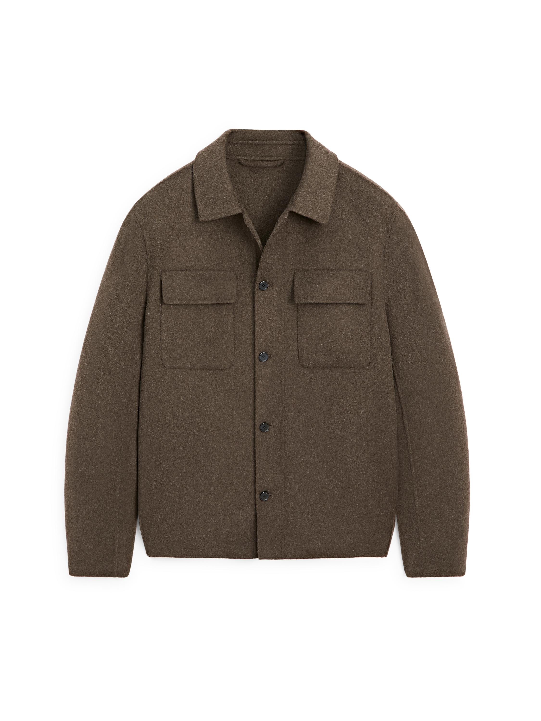 Wool blend overshirt with pockets — KHAKI