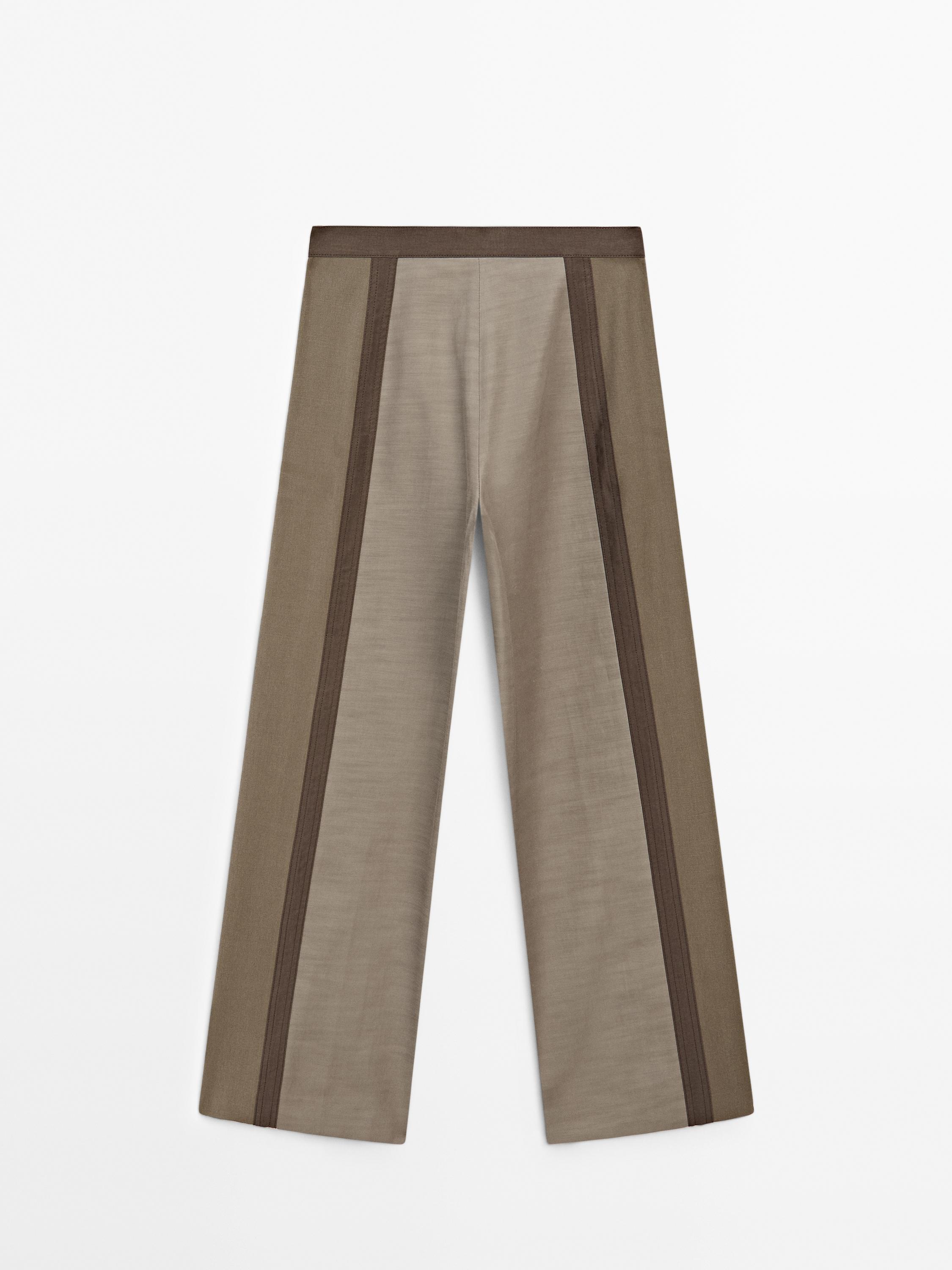 Straight-leg trousers with fastening detail