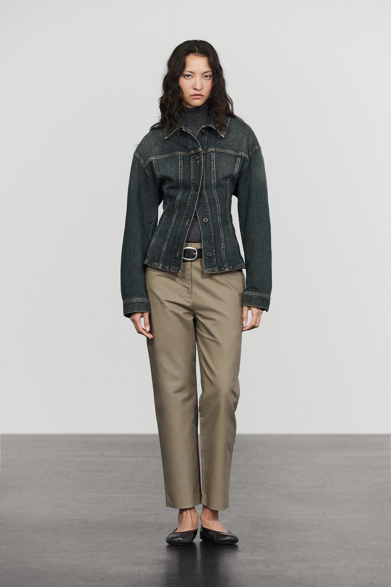 Denim cotton blend overshirt total look — Dark blue