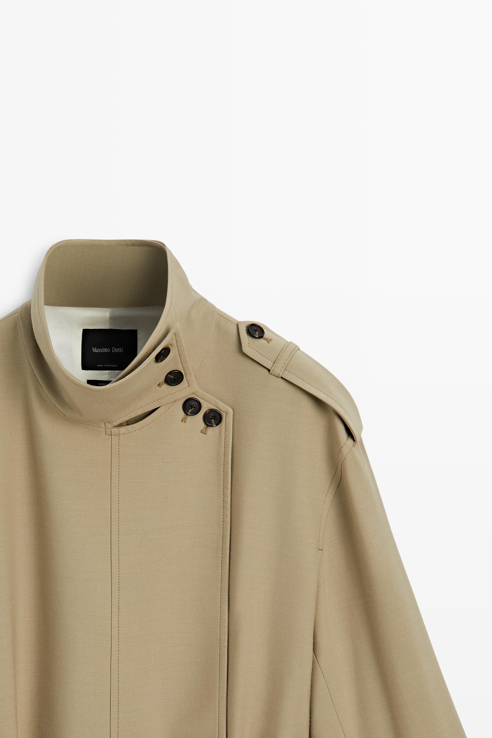 Mid-length belted trench coat — BEIGE