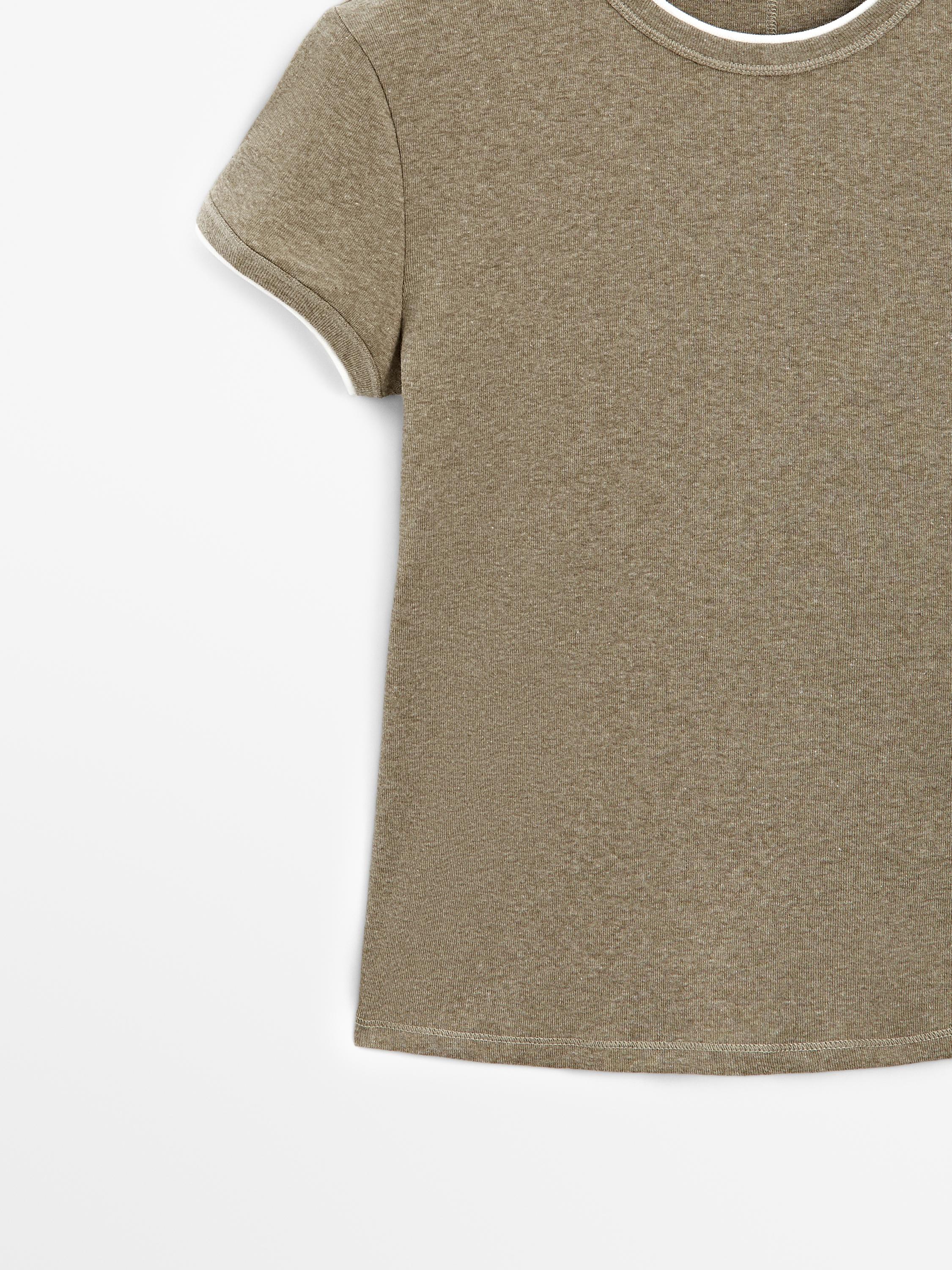 100% cotton contrast ribbed T-shirt