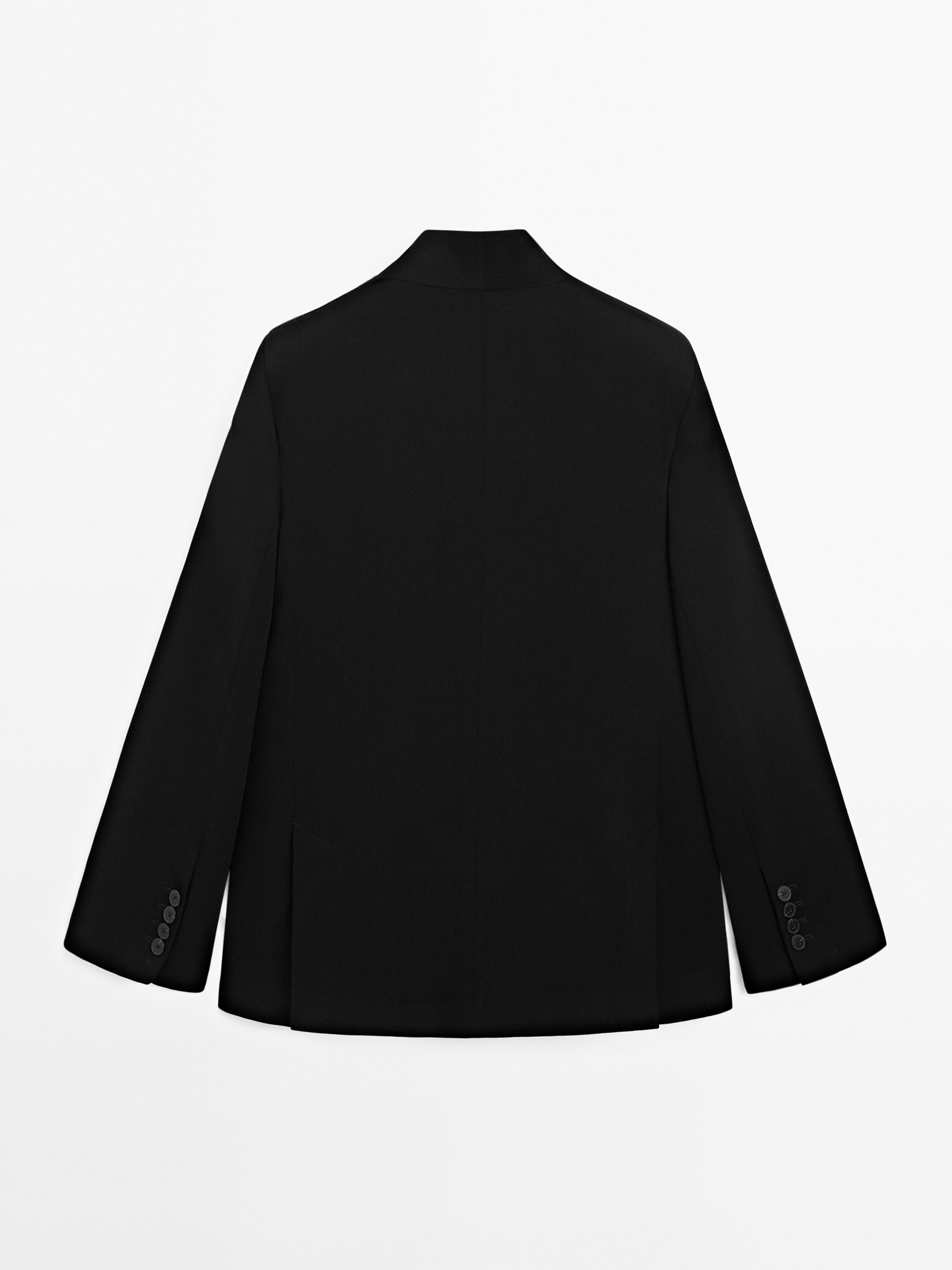 Crepe blazer with stand collar
