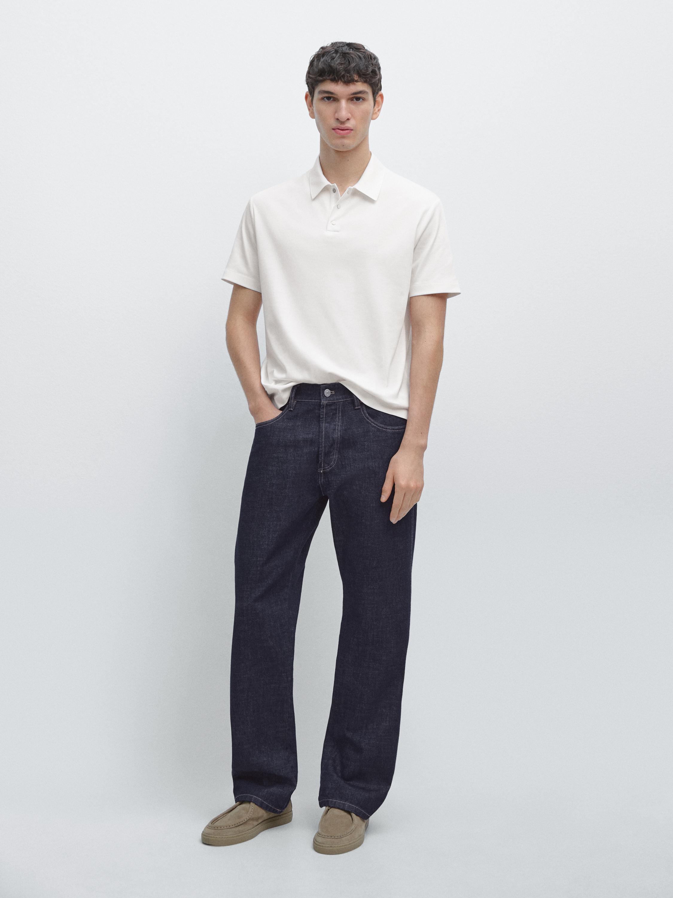 Kaus polo rajut campuran katun lengan pendek