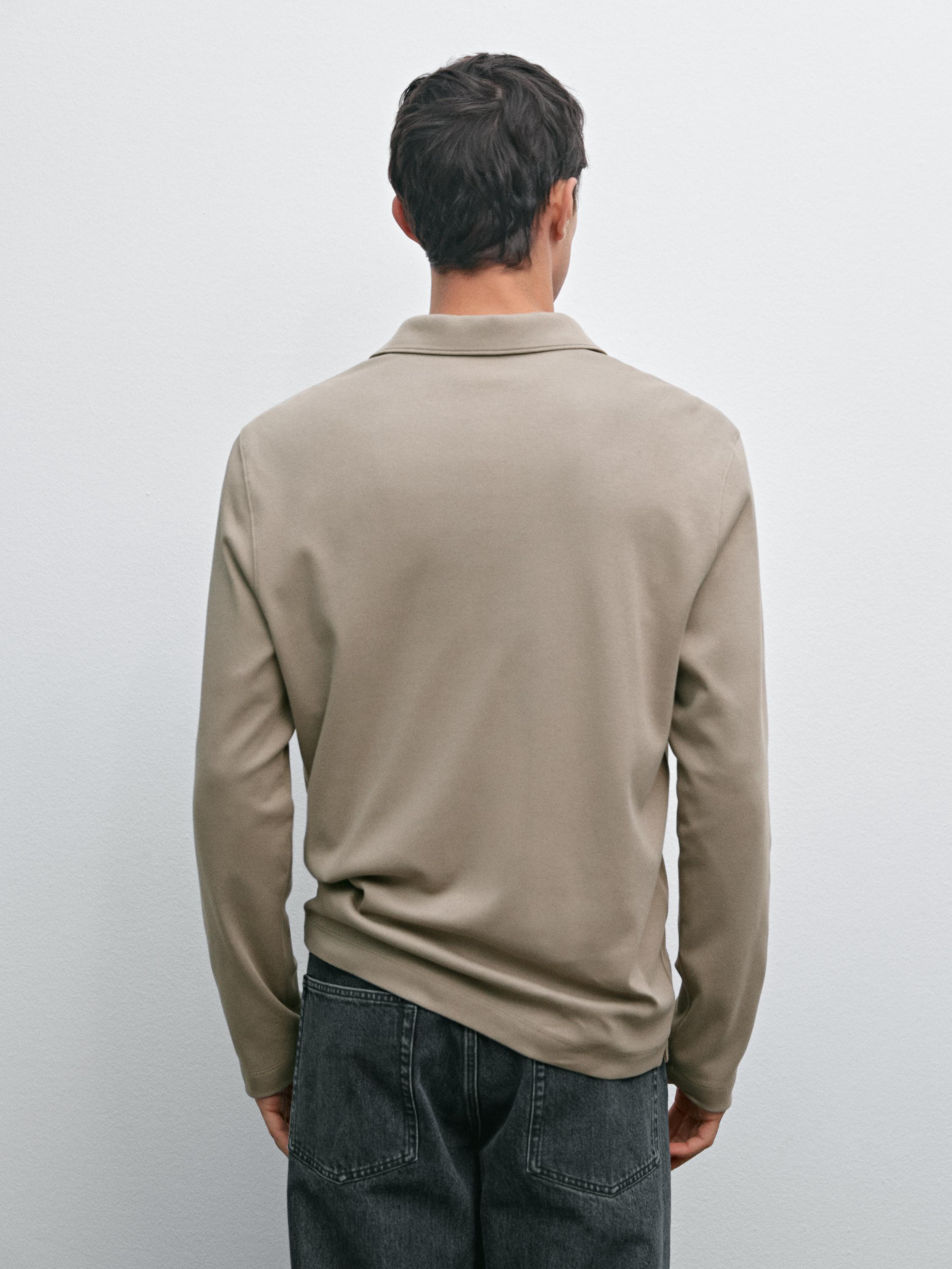 Long sleeve zip-up polo shirt