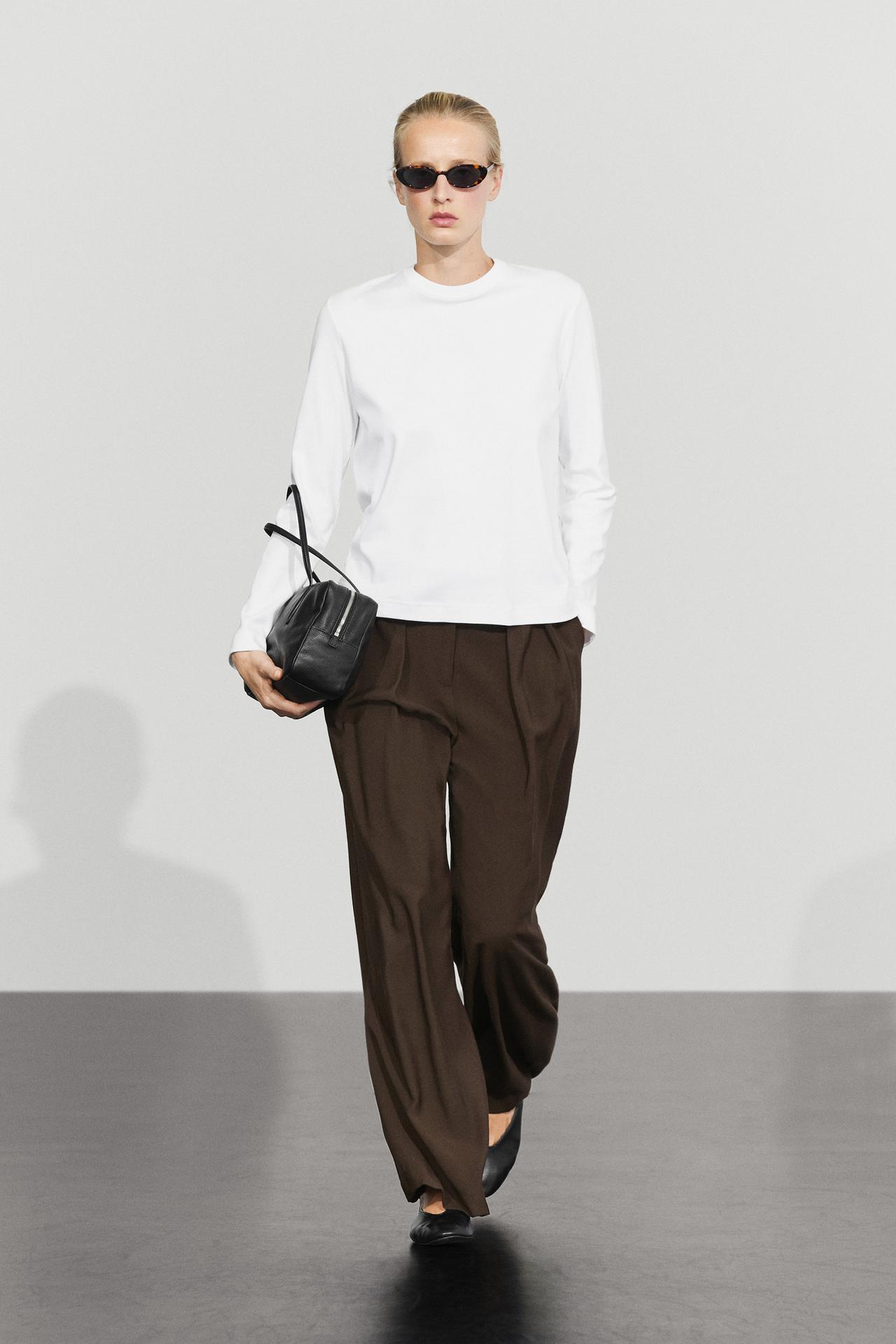 100% cotton interlock long sleeve T-shirt — Off white