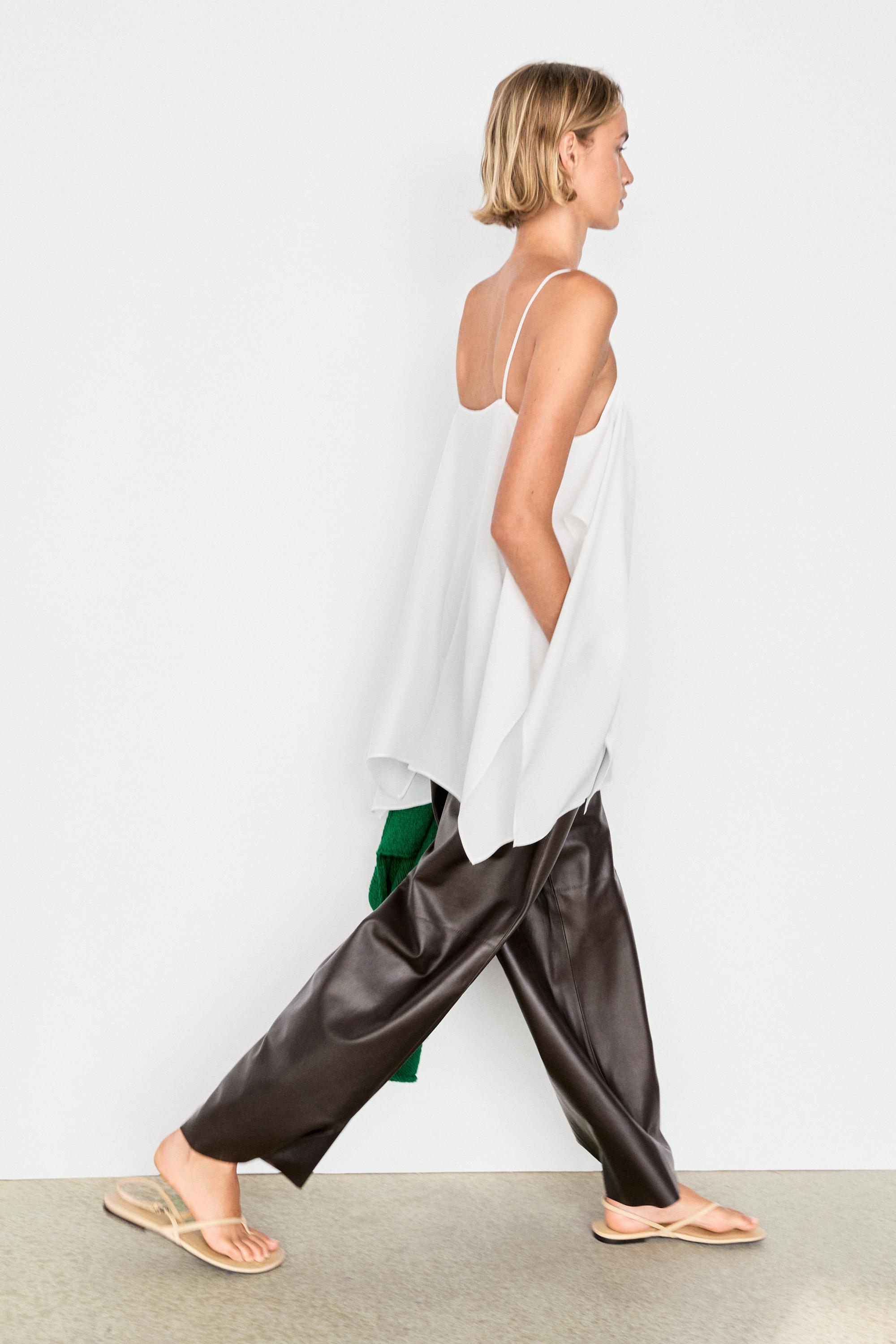 Flowing spaghetti strap top — WHITE