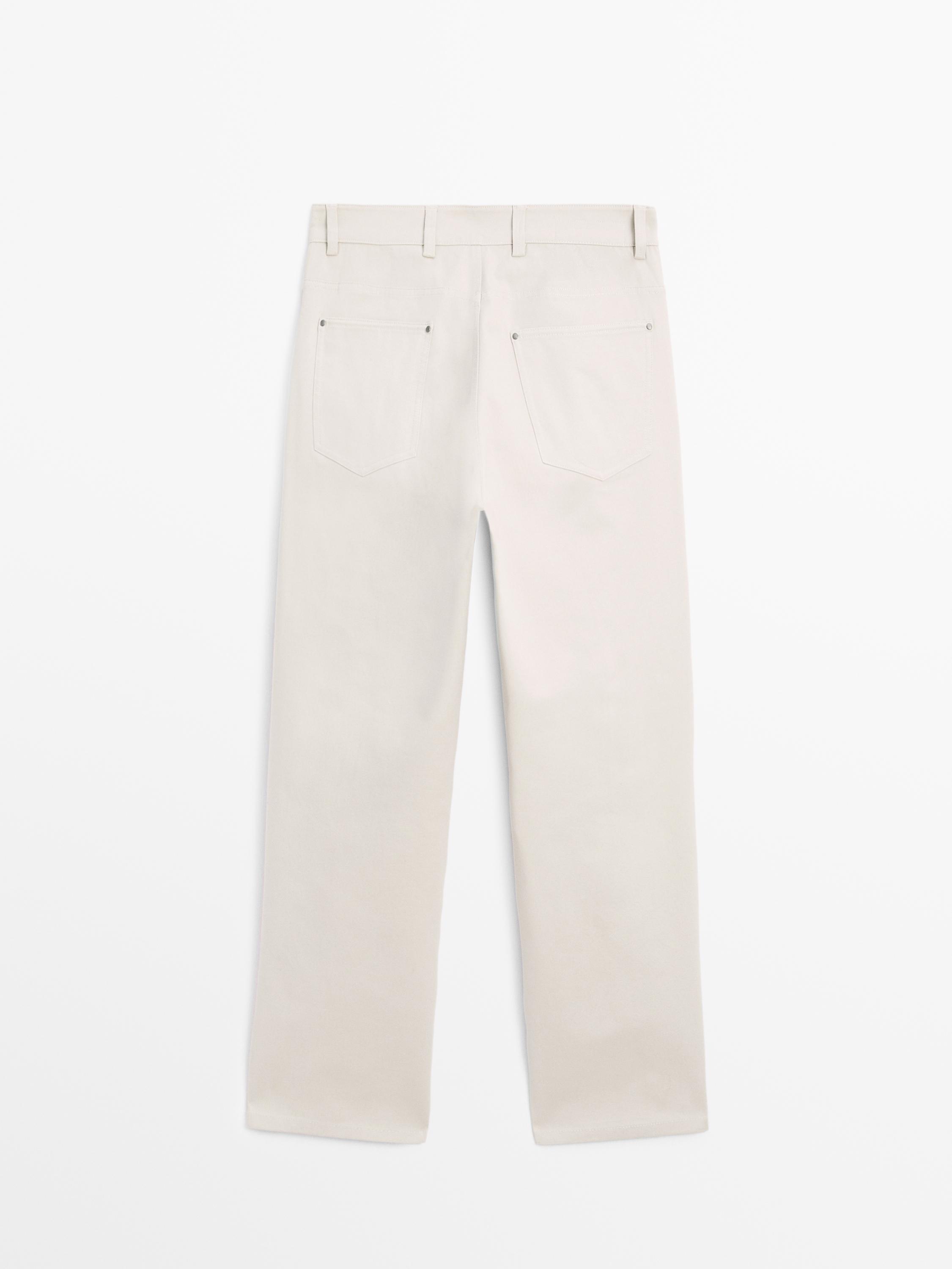 Cotton blend tapered fit jeans