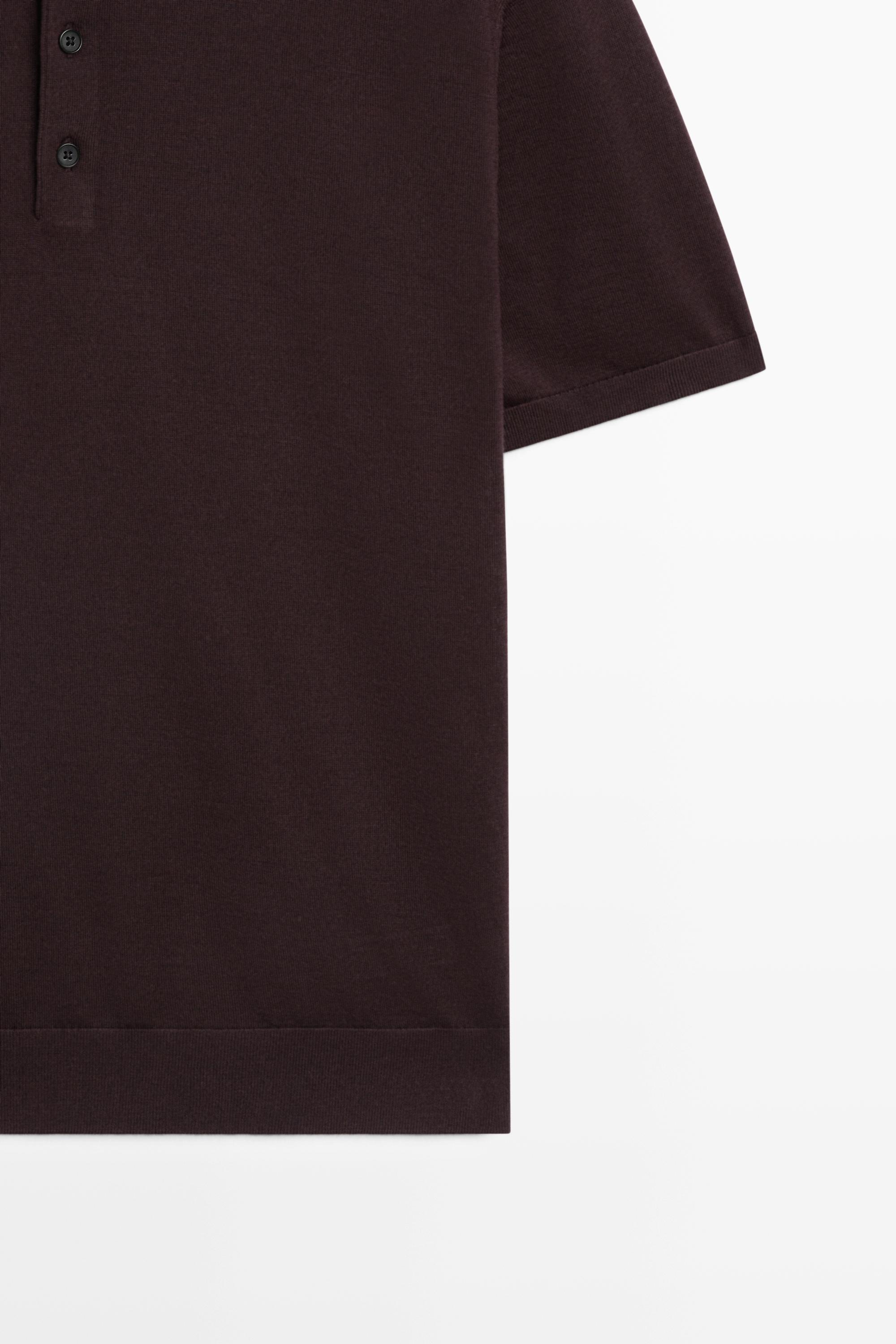 Wool blend knit polo shirt — BURGUNDY