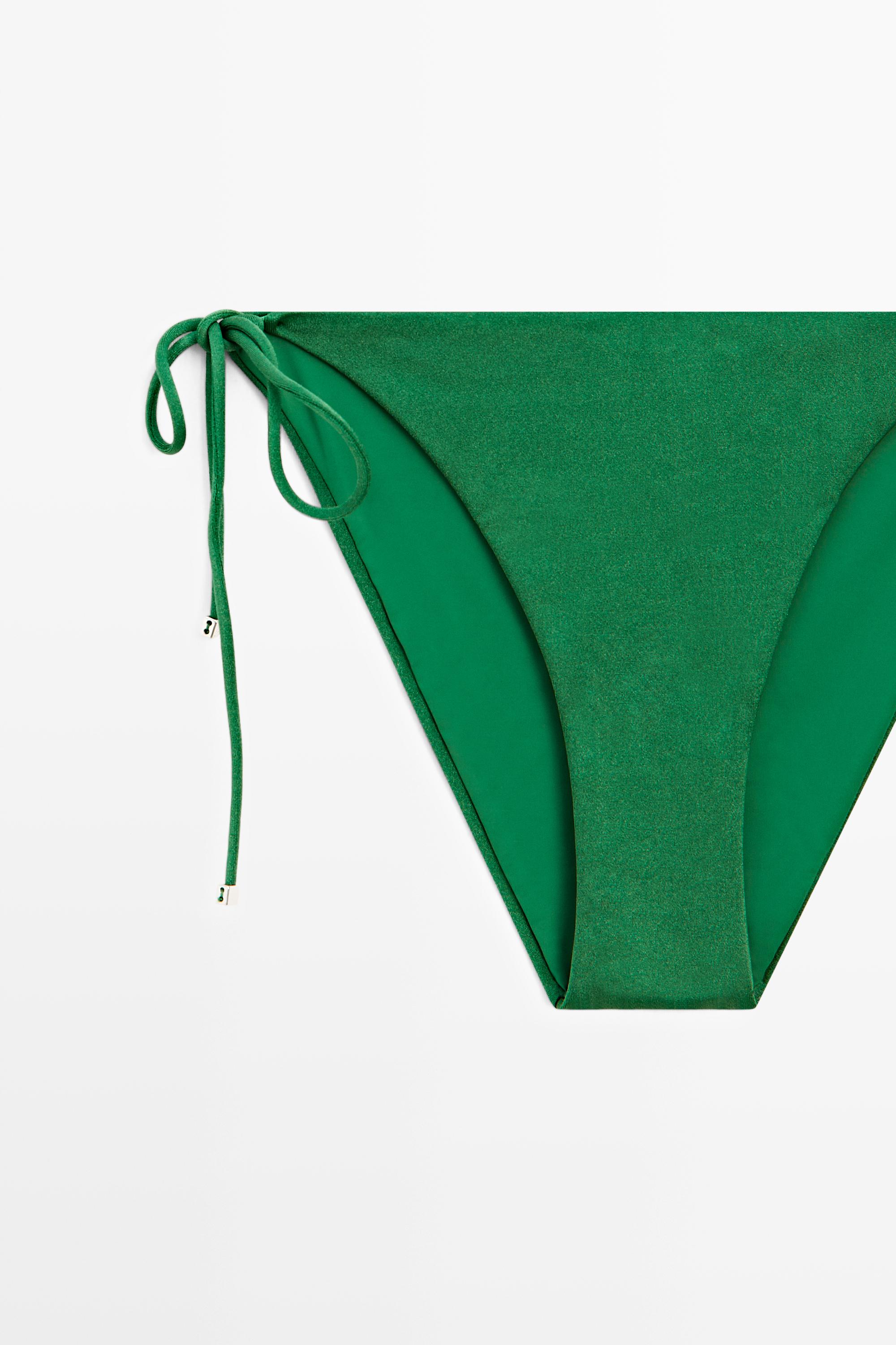 Shiny bikini bottoms with bow — GREEN