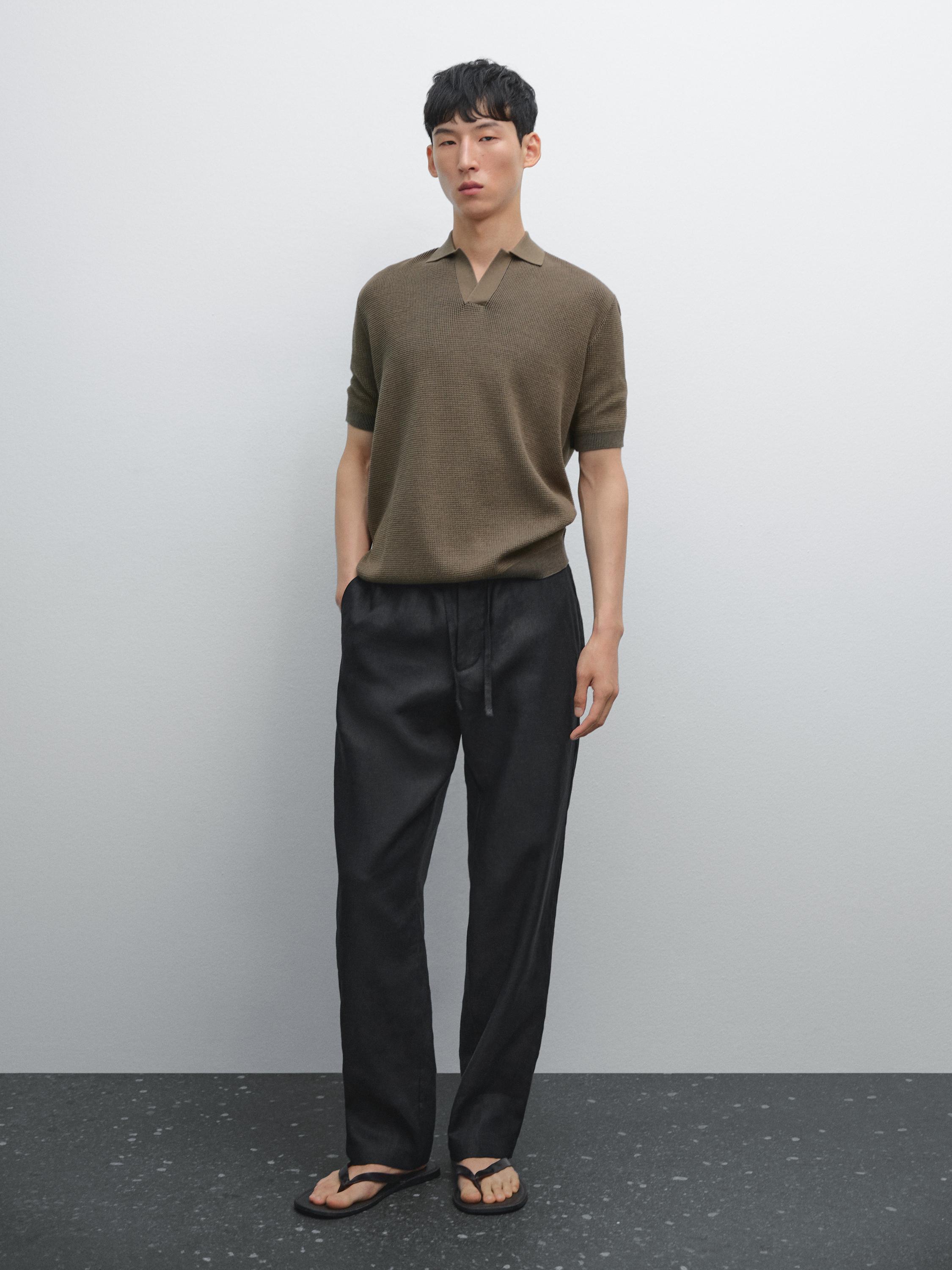 V-neck knitted polo shirt structure