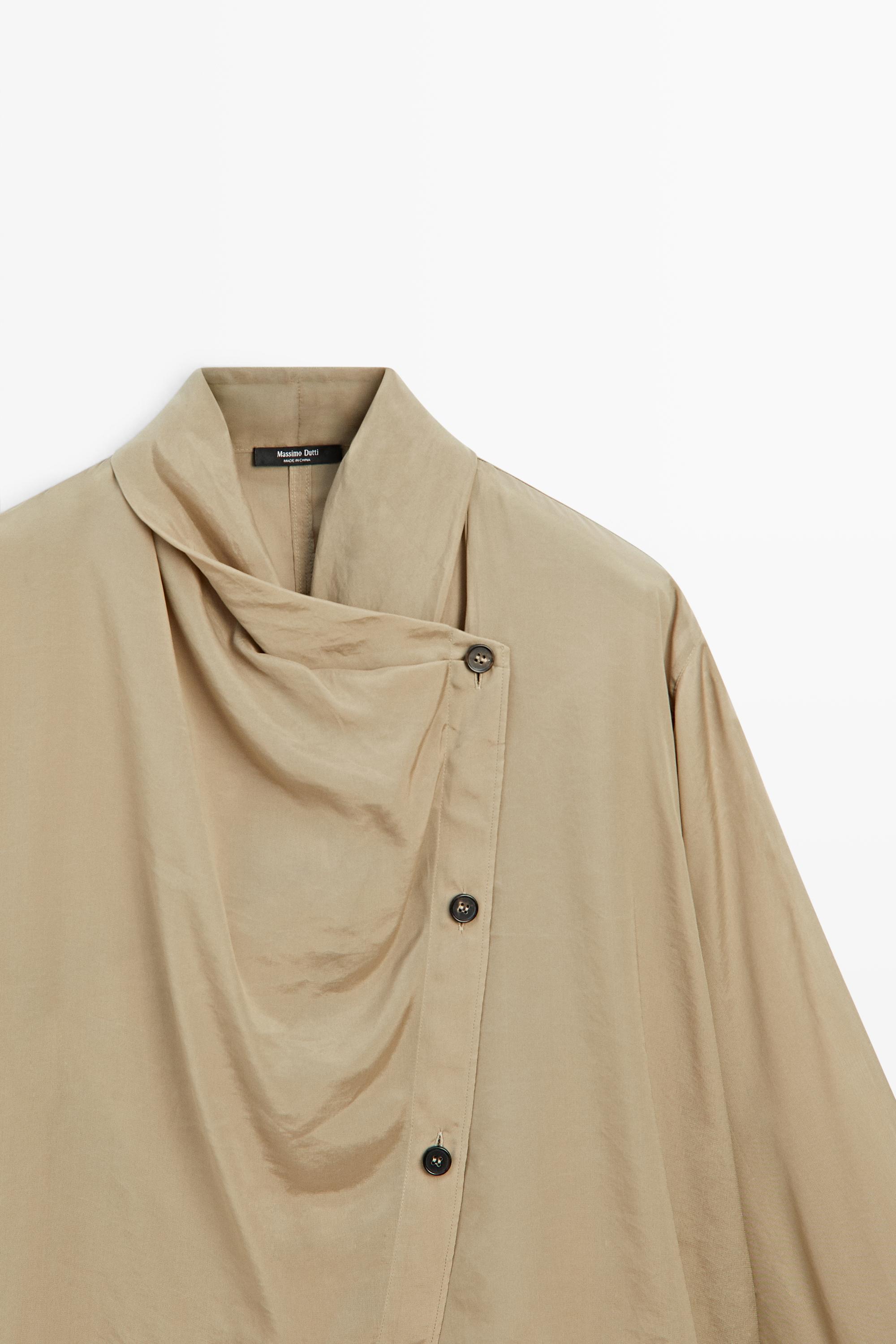 Double-breasted shirt with collar detail — STONE