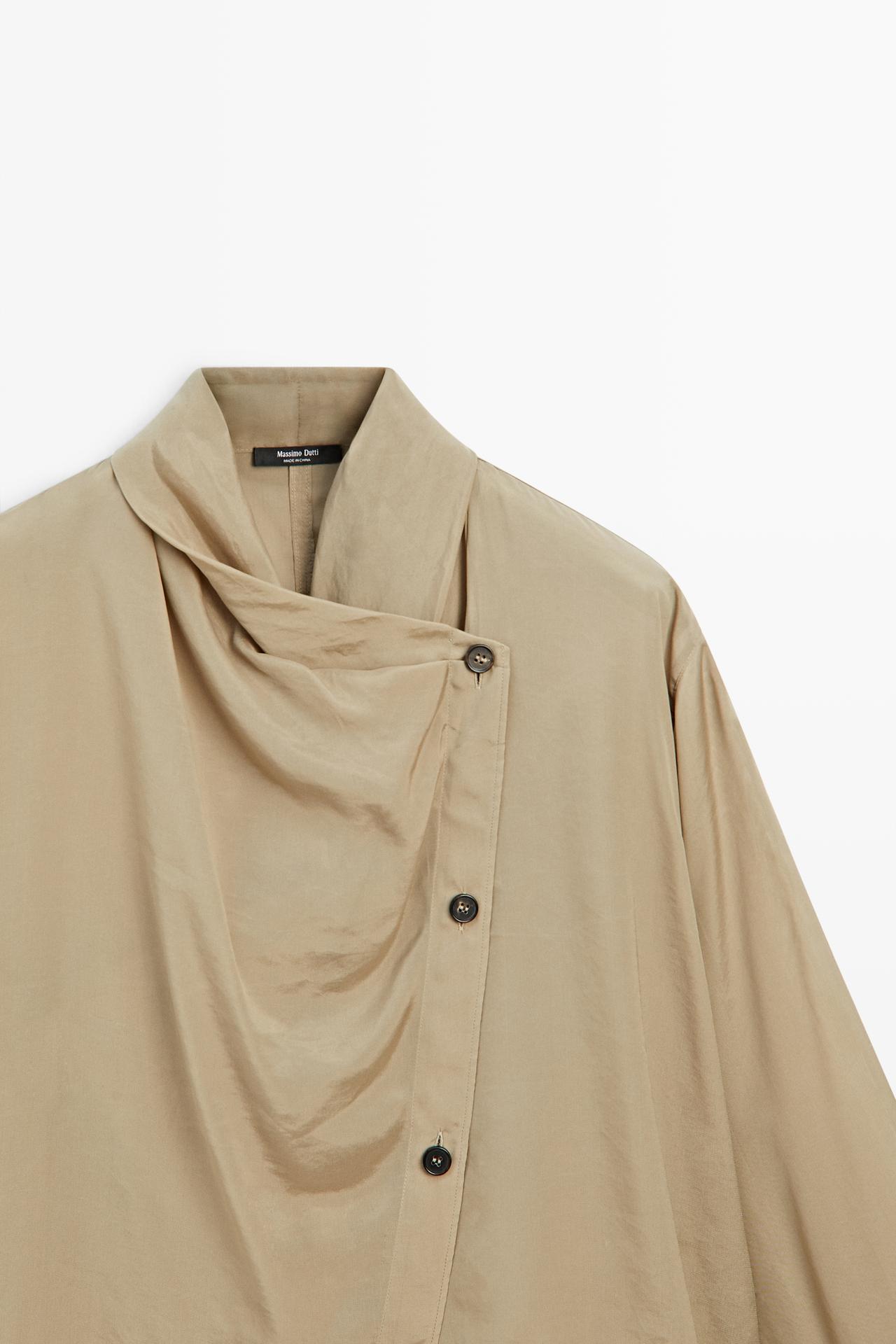 Blouse with wrap fastening at the neck — STONE