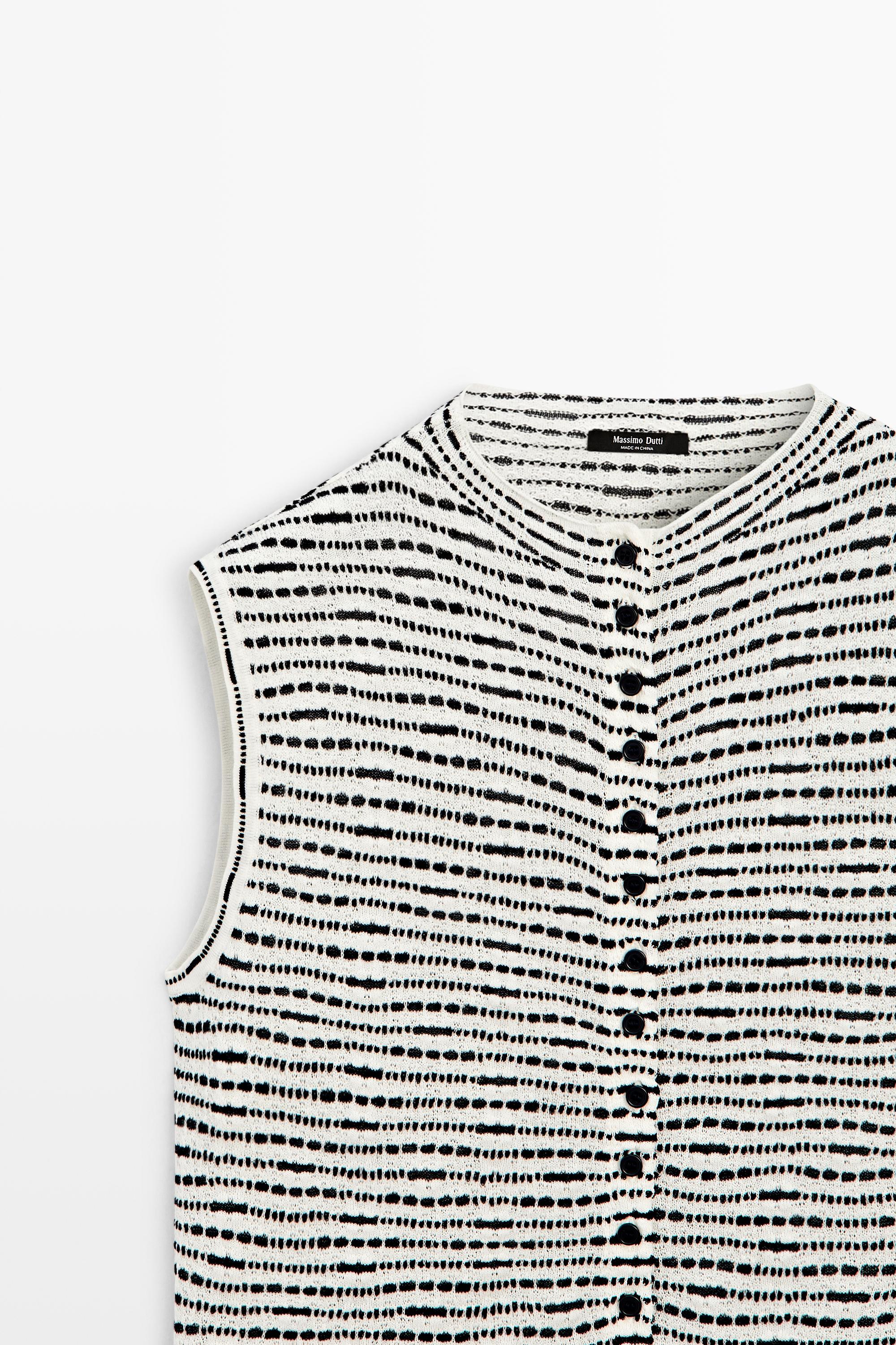 High-neck textured vest — CREAM