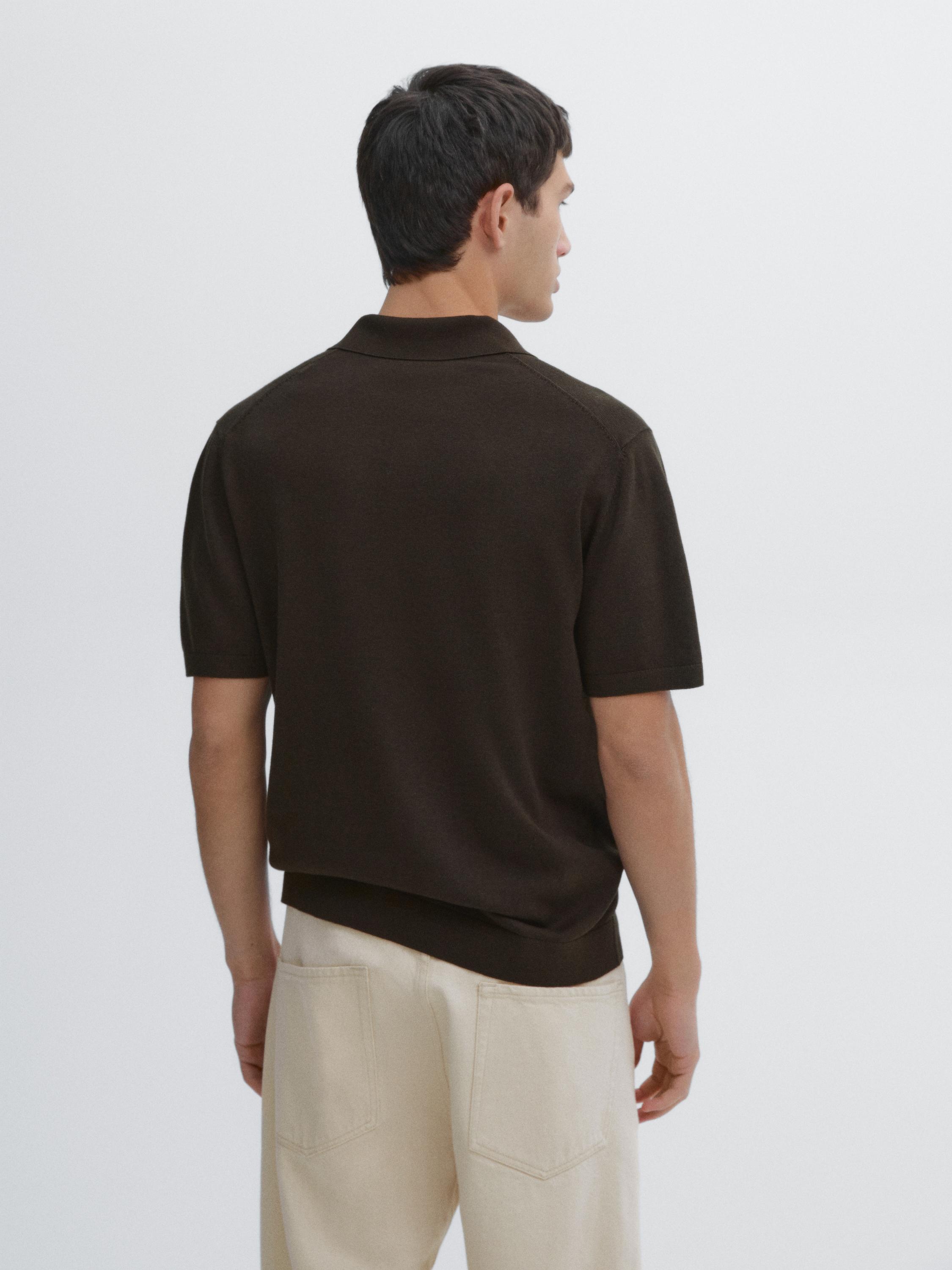 Short sleeve V-neck polo sweater