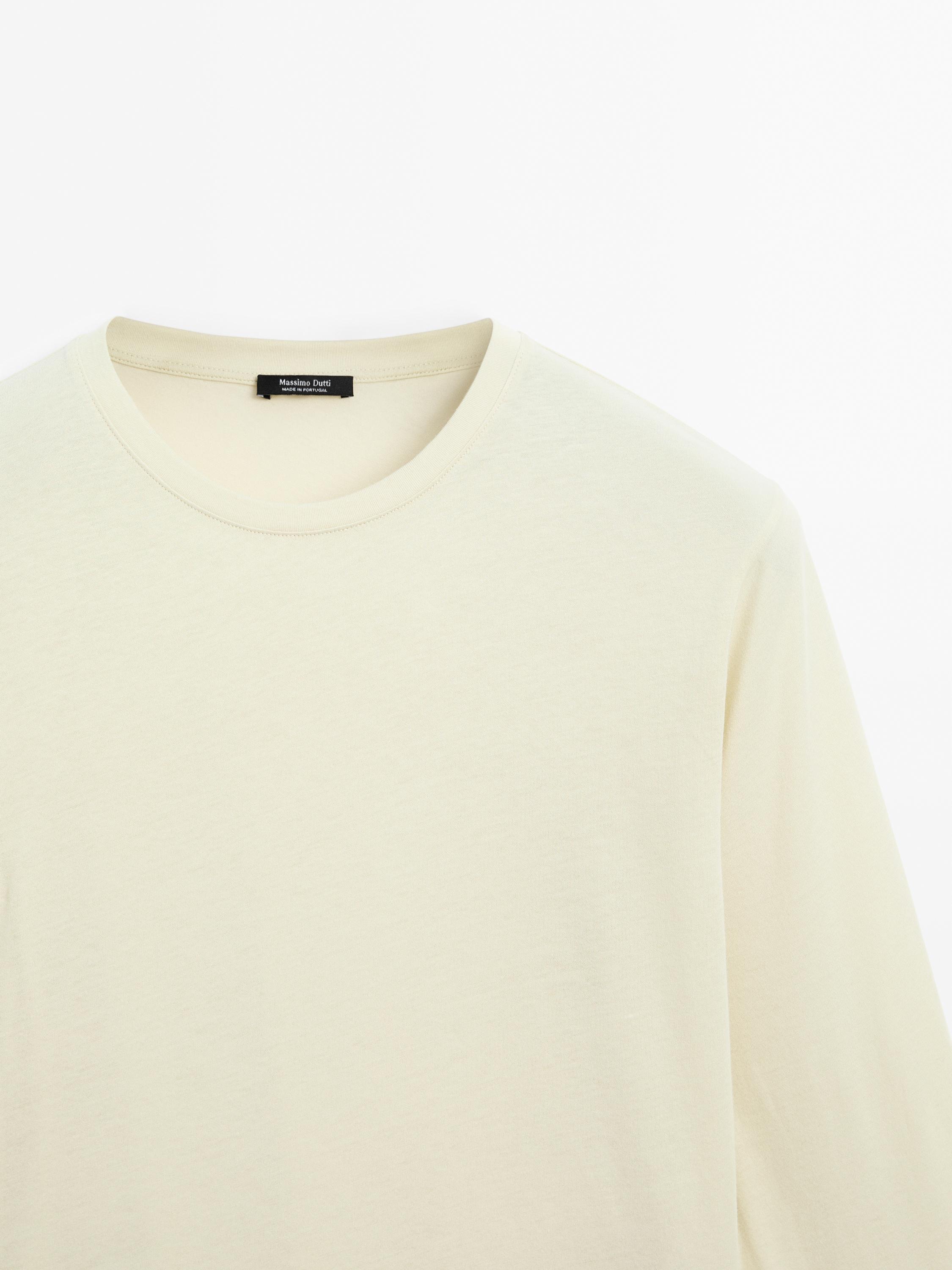 ★ Massimo Dutti★ 100% cotton wide fit t-shirt 01424211250 100% cotton ribbed short sleeve T-shirt · White, Brown