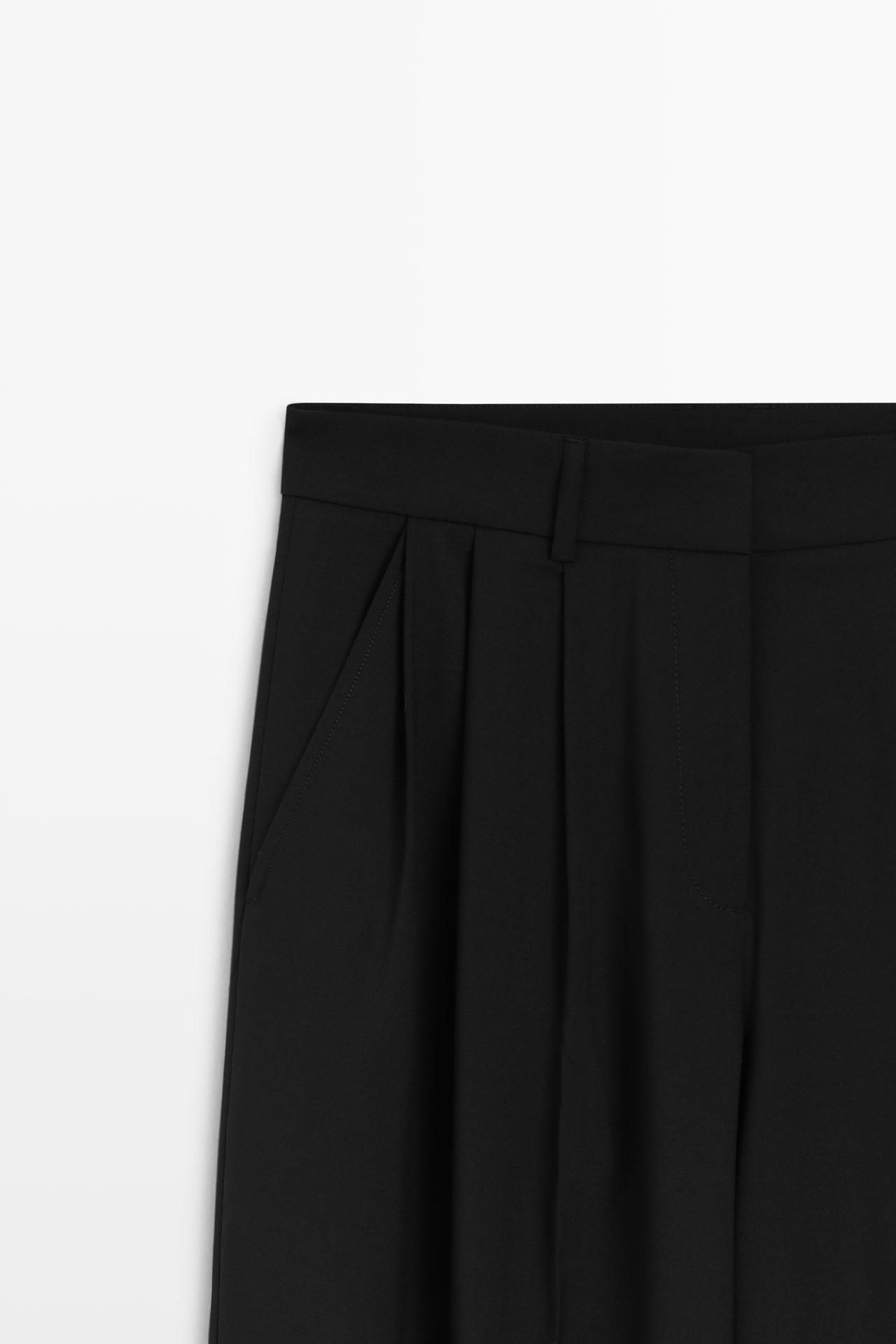 Carrot fit pants with dart detail — BLACK