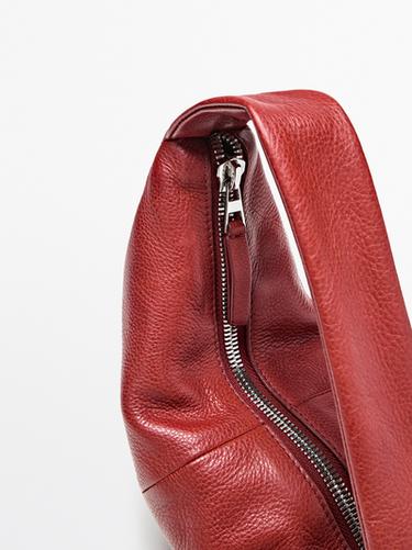 Mini nappa leather half-moon bag — RED 8