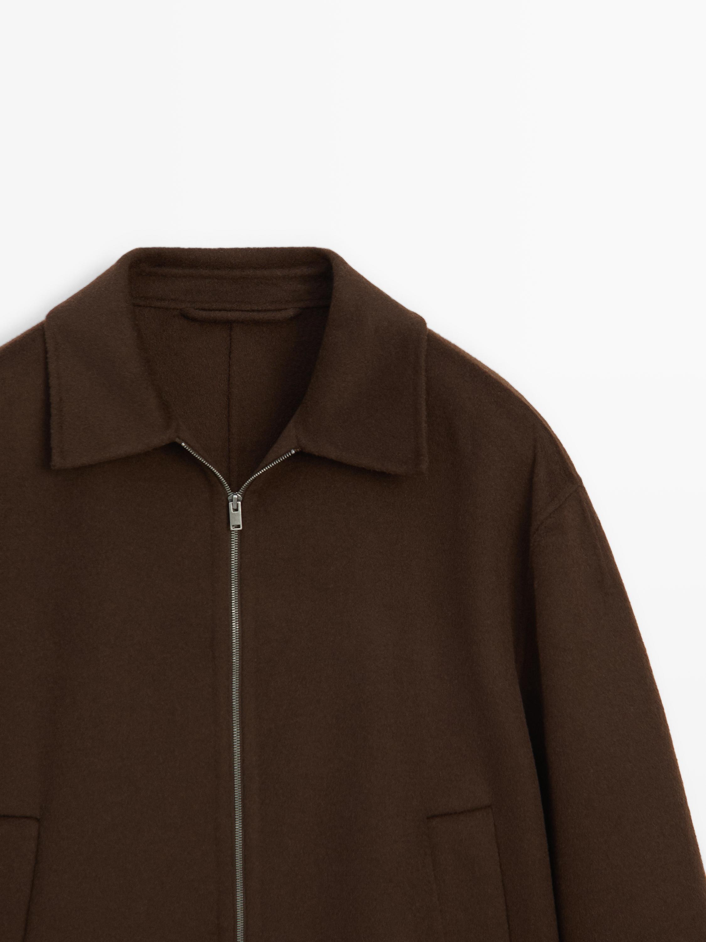 Wool blend jacket with zip detail