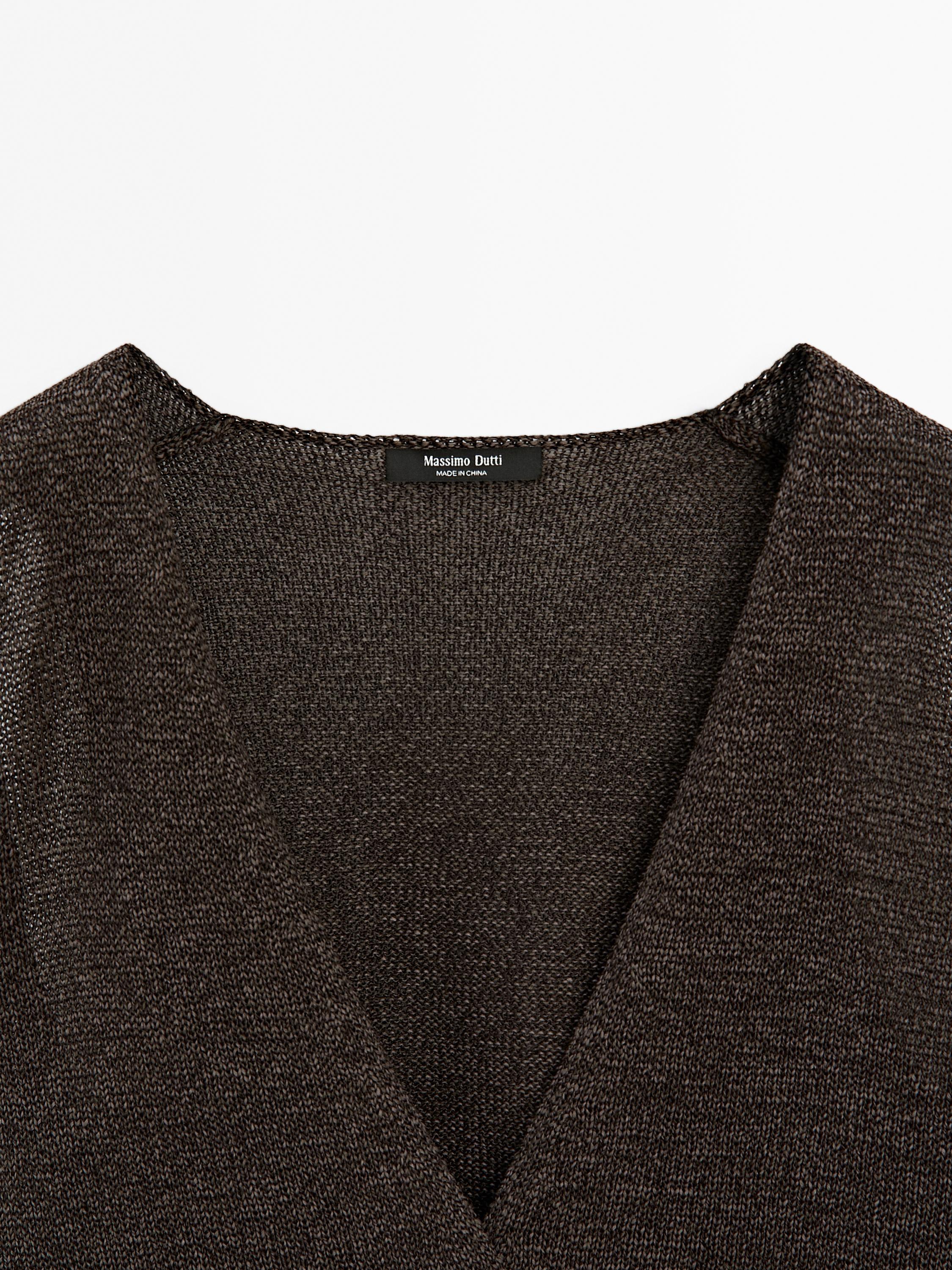 Knit crossover waistcoat with drawstring