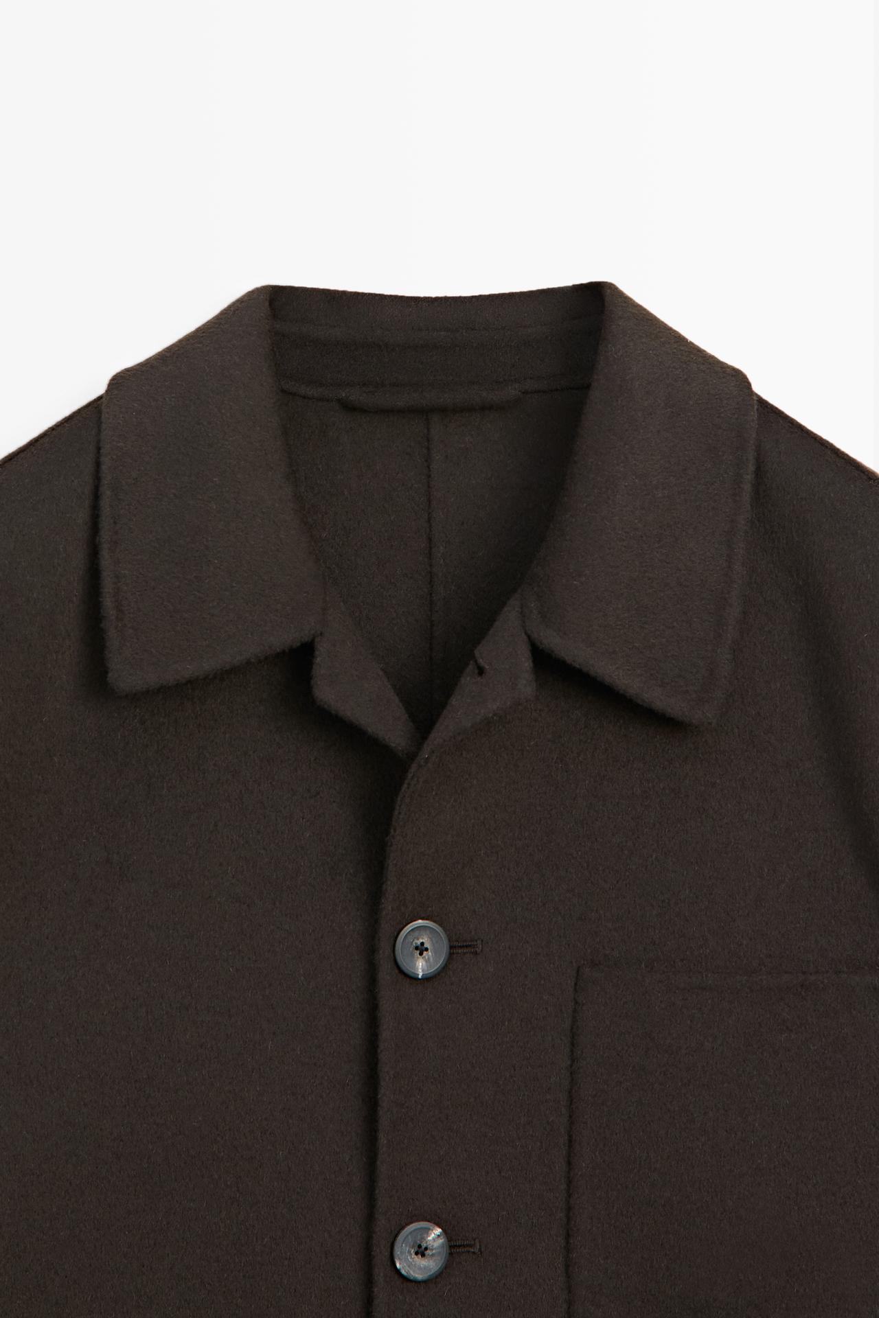 Double wool fabric overshirt — Chocolate