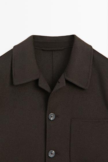 Double wool fabric overshirt — Chocolate 9