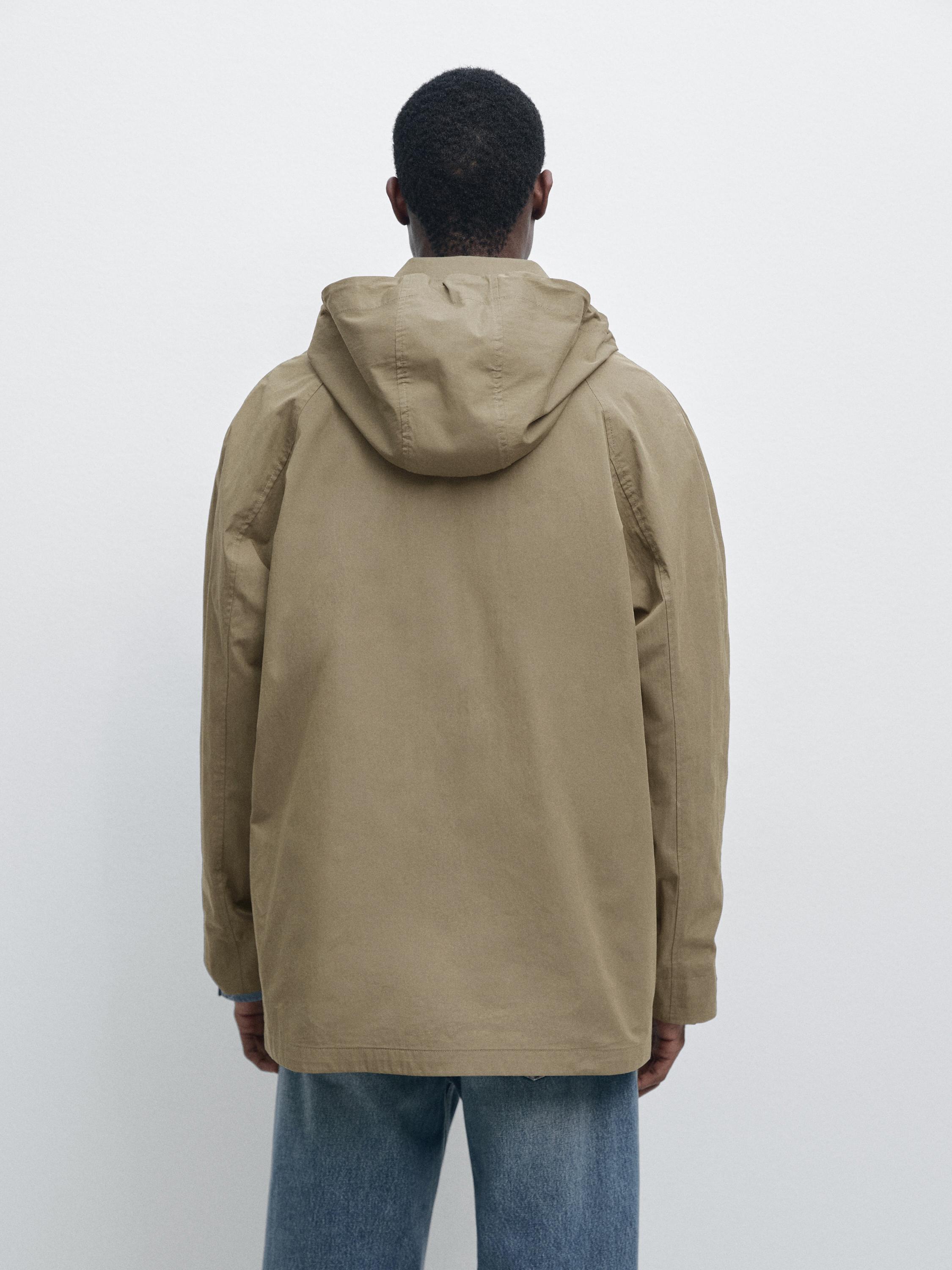 Cotton blend parka with pockets — BEIGE